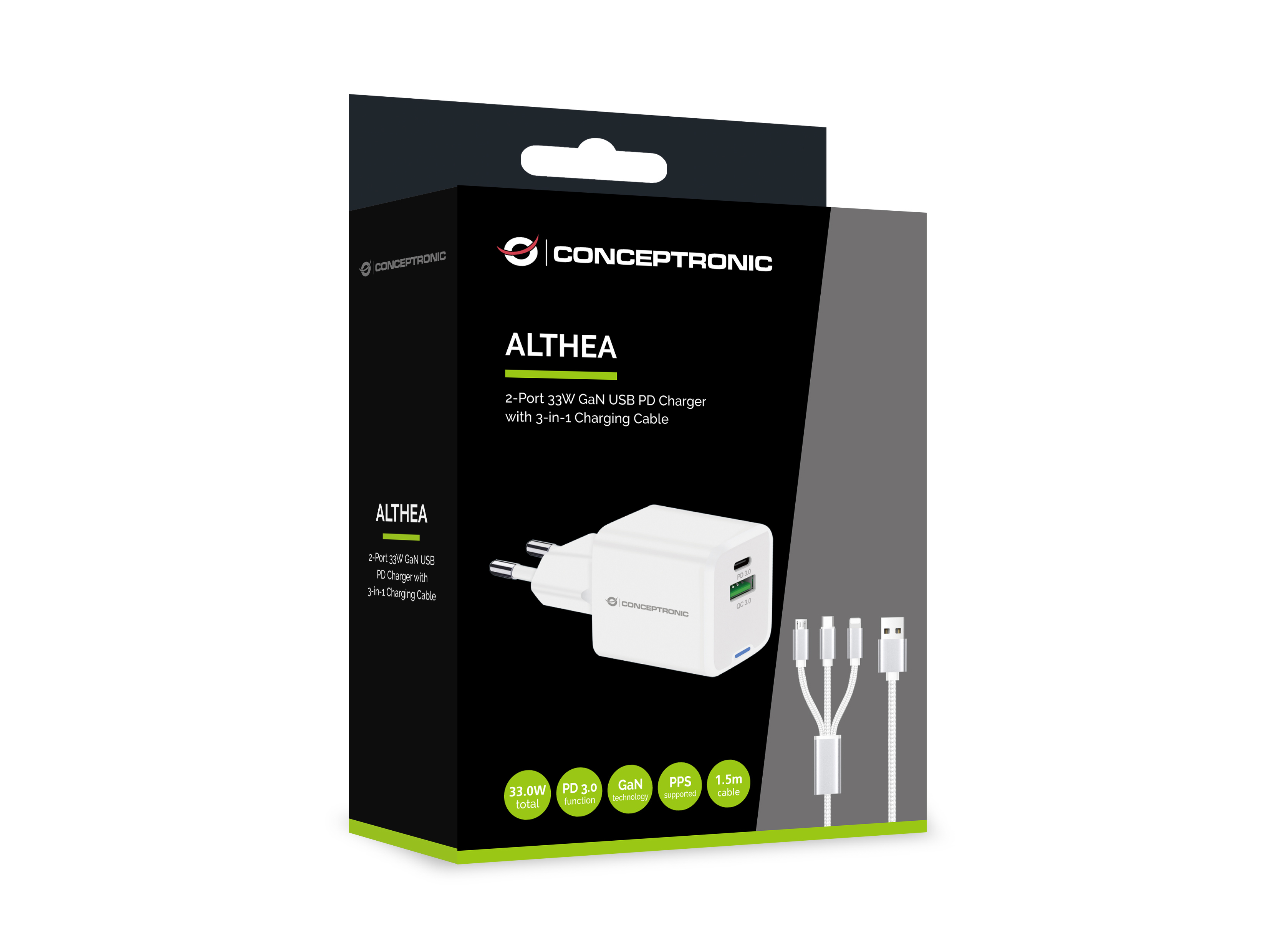 Conceptronic ALTHEA16W cargador de dispositivo mvil Universal Blanco Corriente alterna Carga rpida Interior