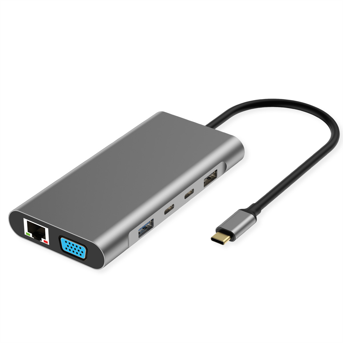 VALUE USB C Dockingstation 10-in-1 4K60 2xHDMI 1xDP/VGA/GbE USBC 2x PD - Digital/Daten