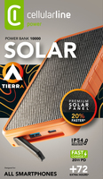 Cellularline PBSOLAR10000O power bank Lithium-Ion (Li-Ion) 10000 mAh Black, Orange
