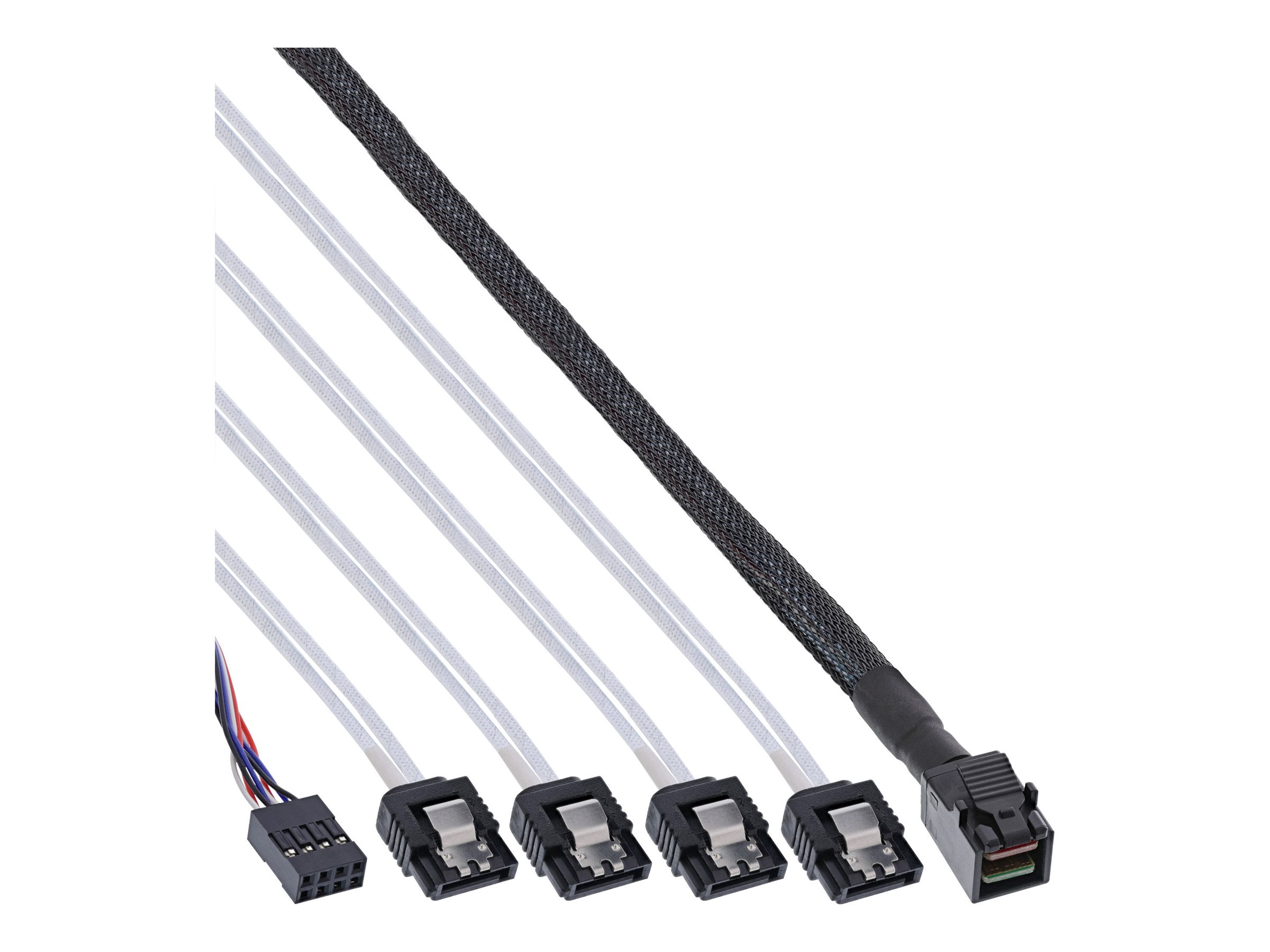 InLine Mini SAS HD Kabel - SFF-8643 zu 4x SATA + Sideband - 1m