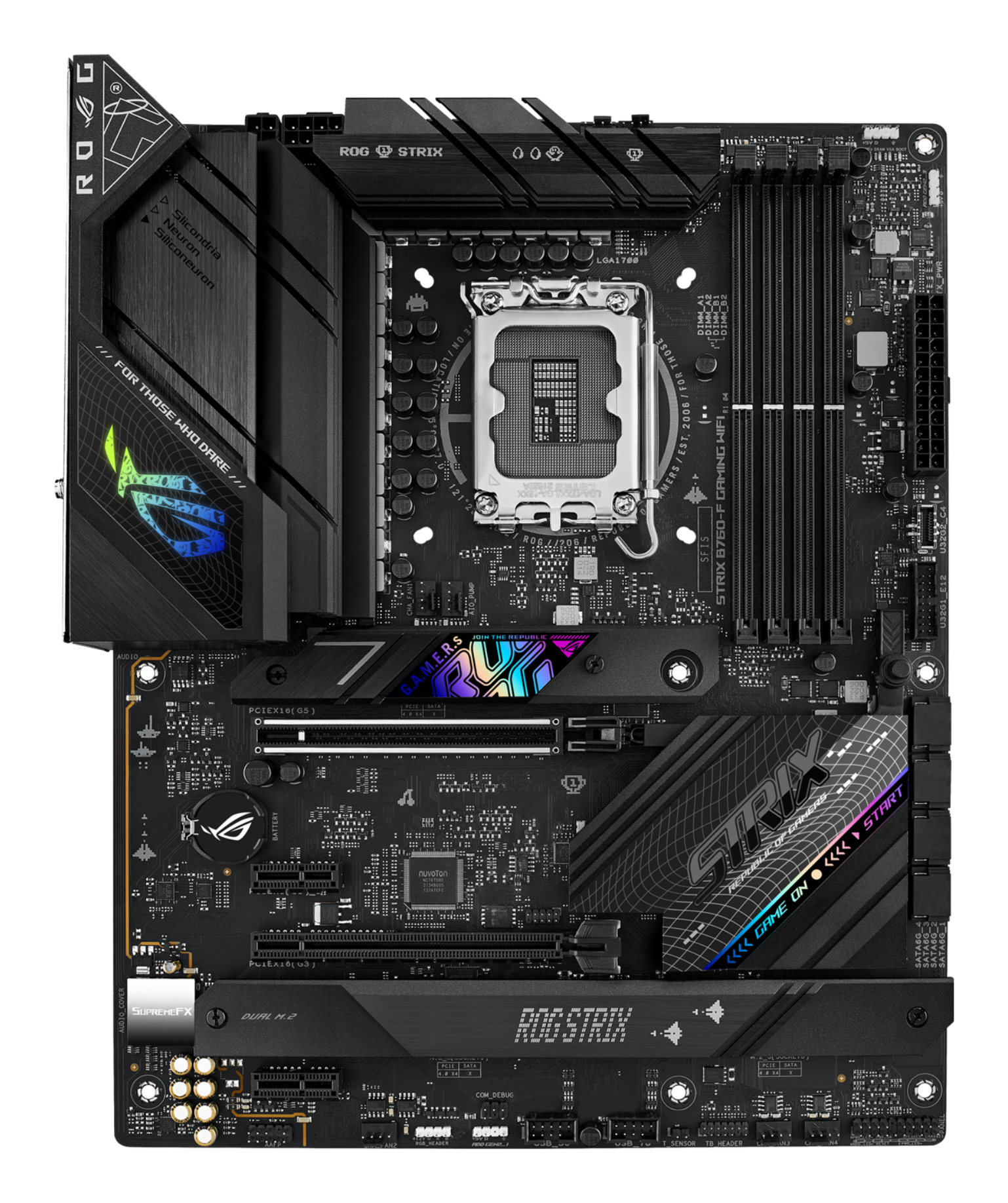 ASUS ROG STRIX B760-F GAMING WIFI, Intel, LGA 1700, Intel� Celeron�, Intel� Pentium� Gold, Intel� Core i3, Intel� Core i5, Intel� Core ..., LGA 1700, DDR5-SDRAM, 128 GB - ATX-Mainboard mit B760-Chipsatz
