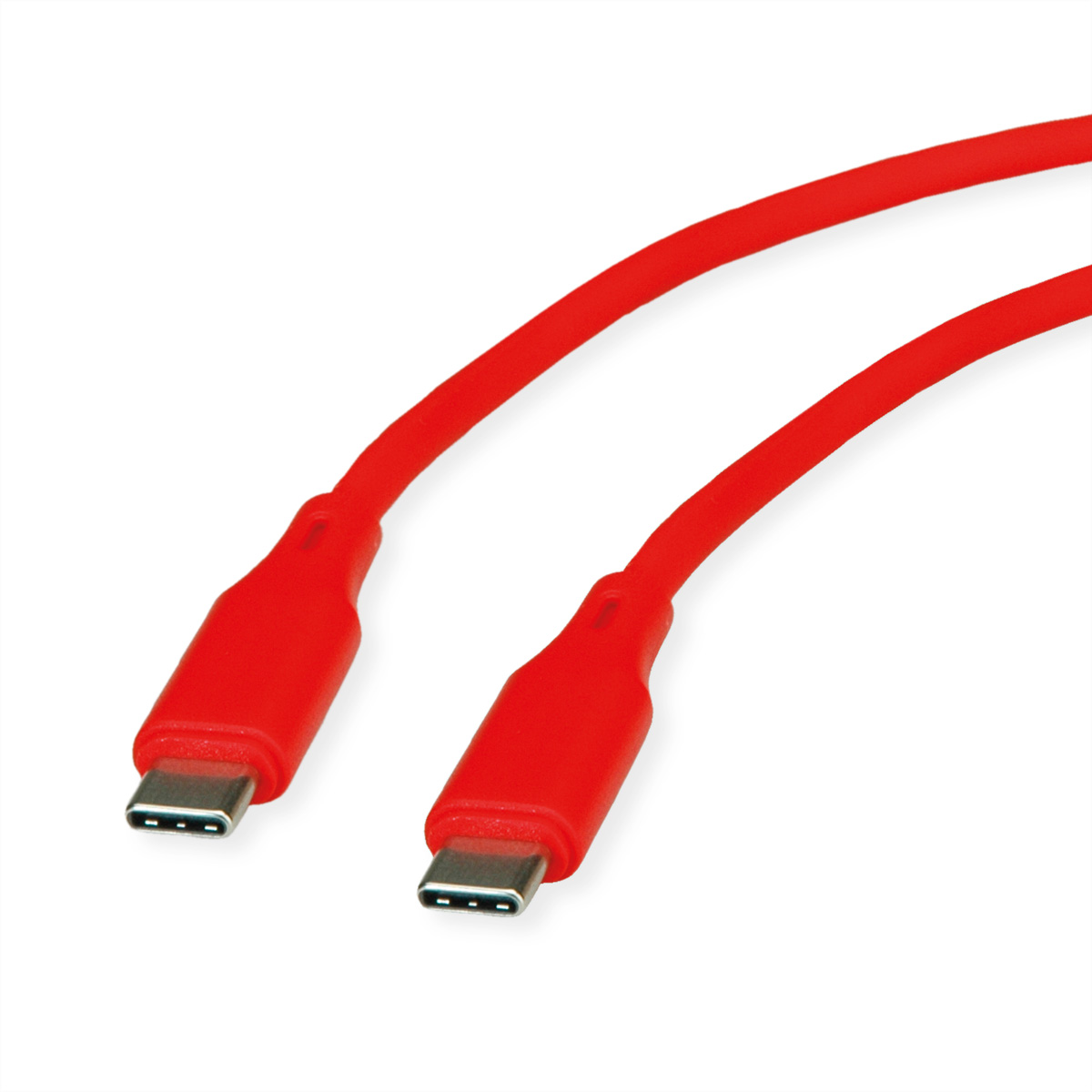 ROLINE USB 2.0 Kabel C-C ST/ST Silikon 60W 1m Rot - Kabel - Digital/Daten