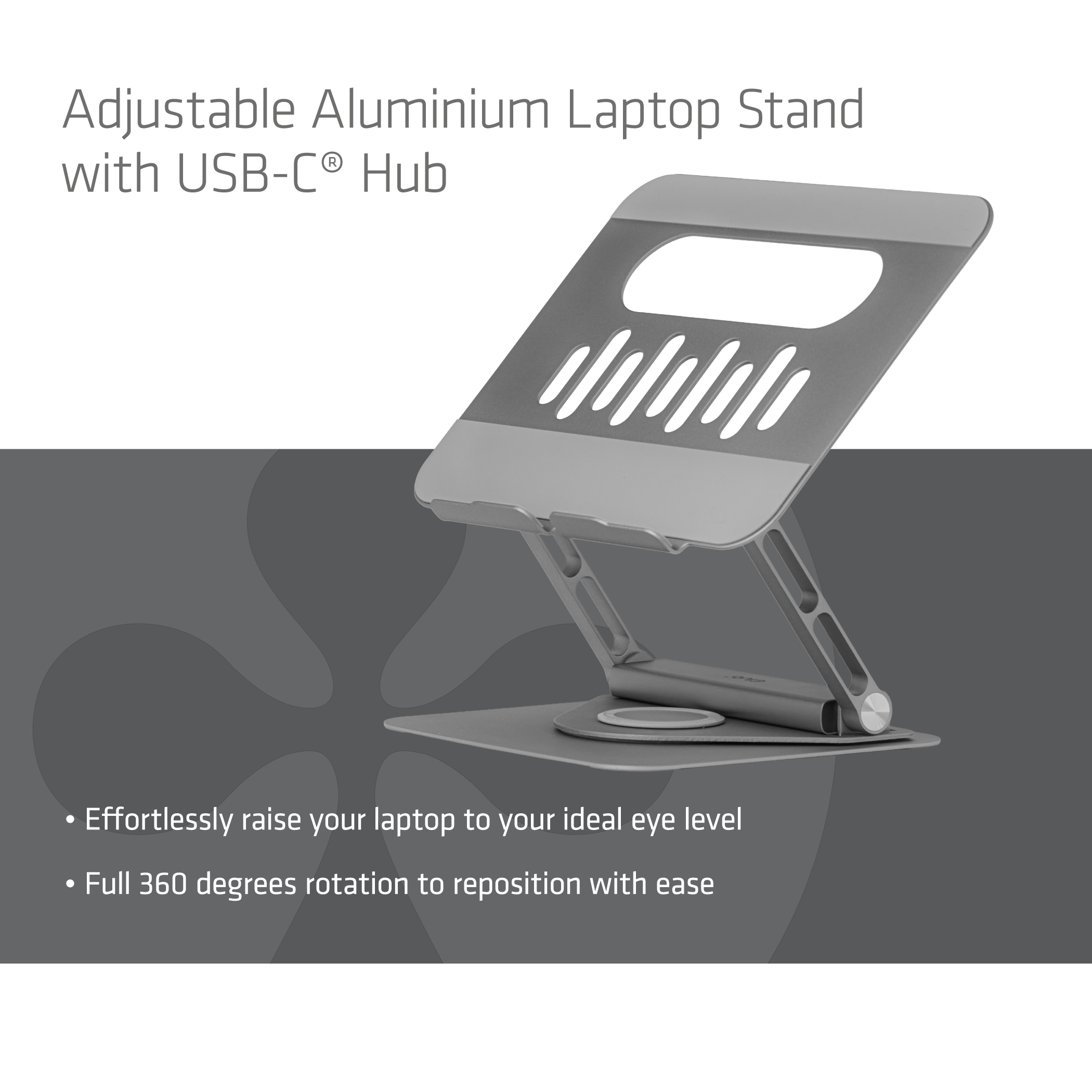 CLUB3D Adjustable Aluminium Laptop Stand with USB-C� Hub
