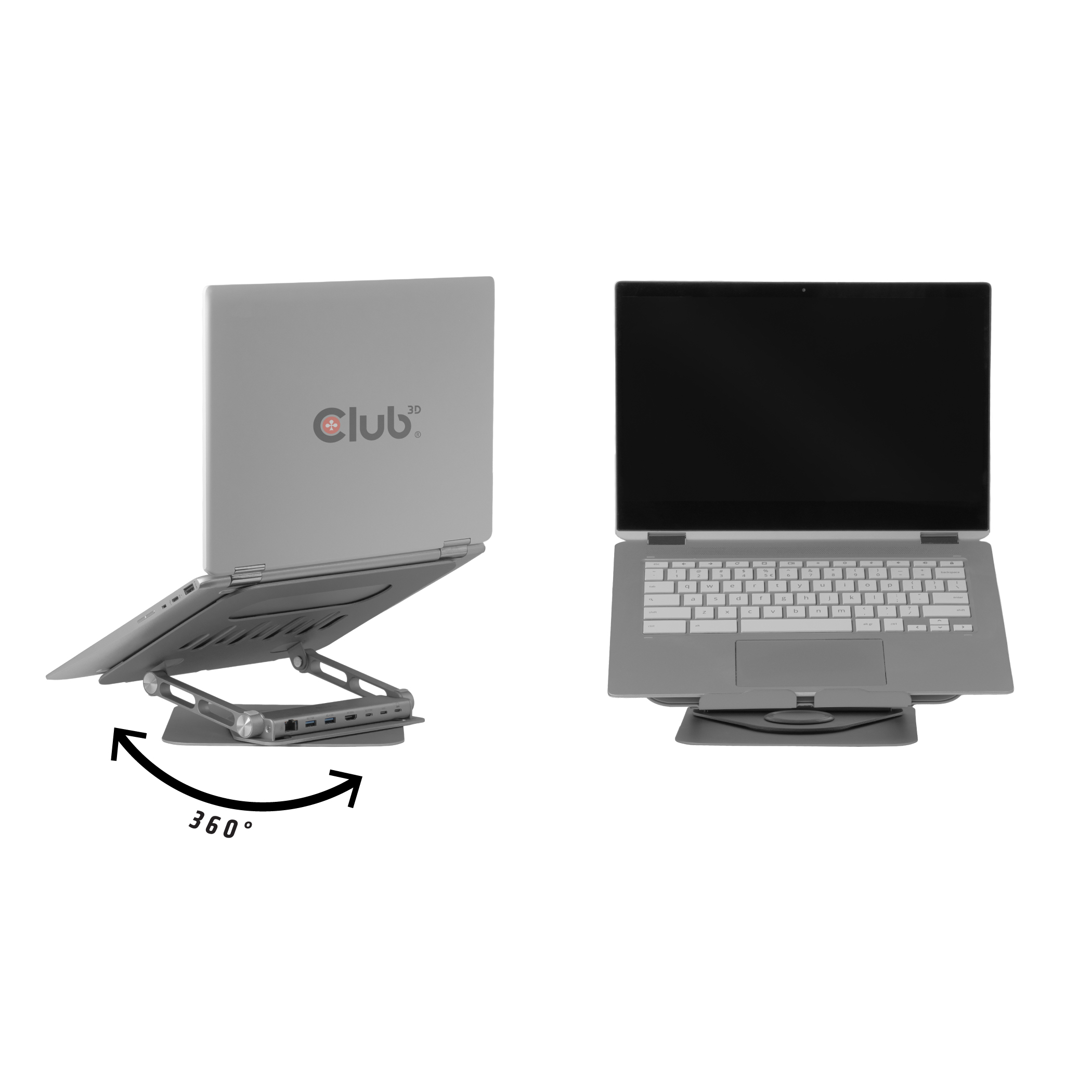 CLUB3D Adjustable Aluminium Laptop Stand with USB-C� Hub