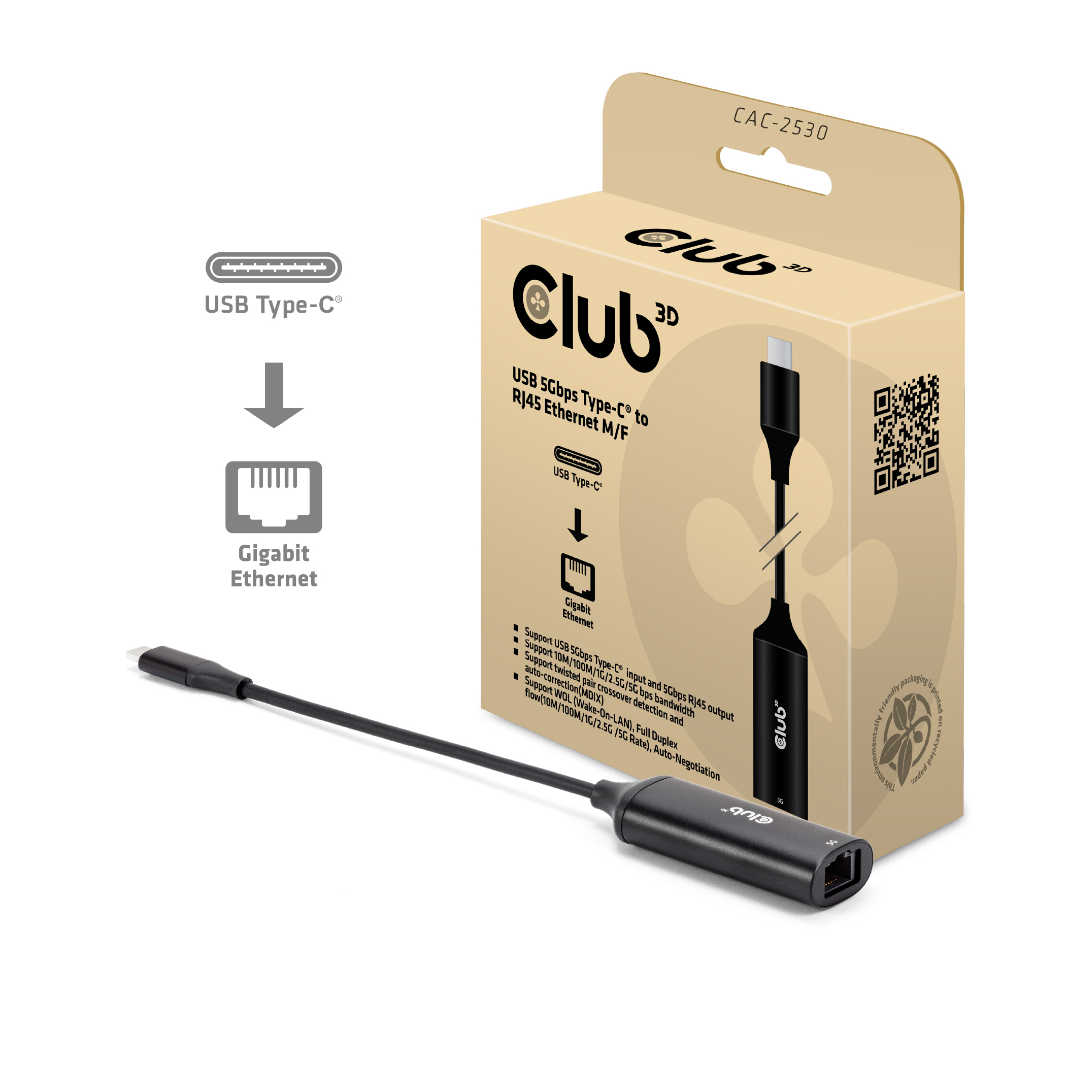 CLUB3D CAC-2530 hub de interfaz