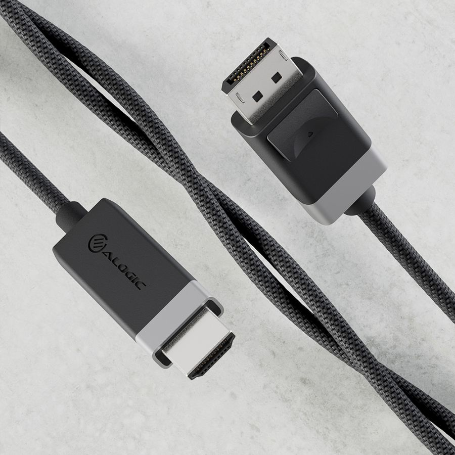 ALOGIC FUDPHD2-SGR cble vido et adaptateur 2 m DisplayPort HDMI Noir, Gris