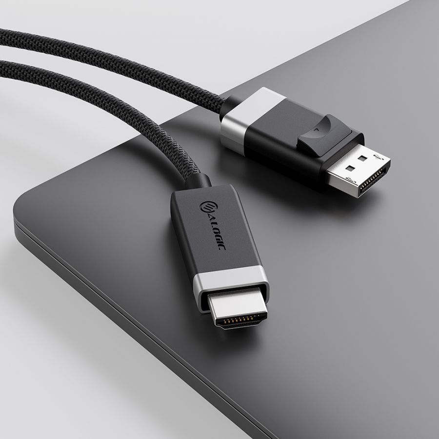 ALOGIC FUDPHD2-SGR cble vido et adaptateur 2 m DisplayPort HDMI Noir, Gris