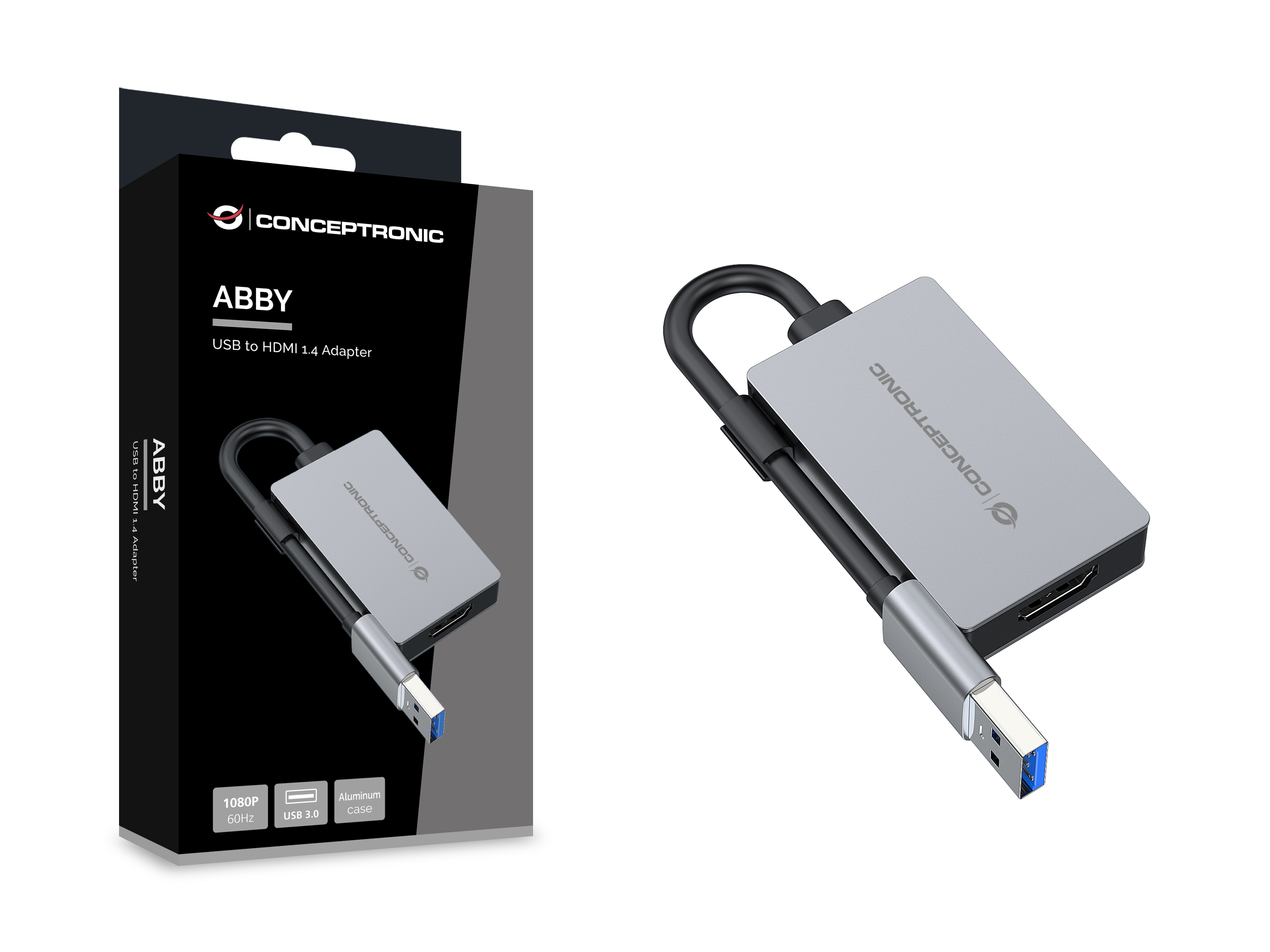 Conceptronic ABBY22G USB to HDMI 1.4 Adapter, 1080P 60Hz