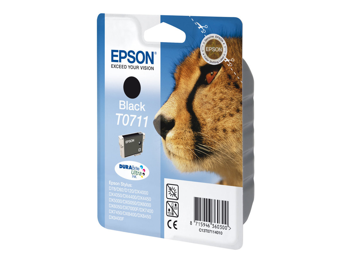 Epson Cheetah Singlepack Black T0711 DURABrite Ultra Ink