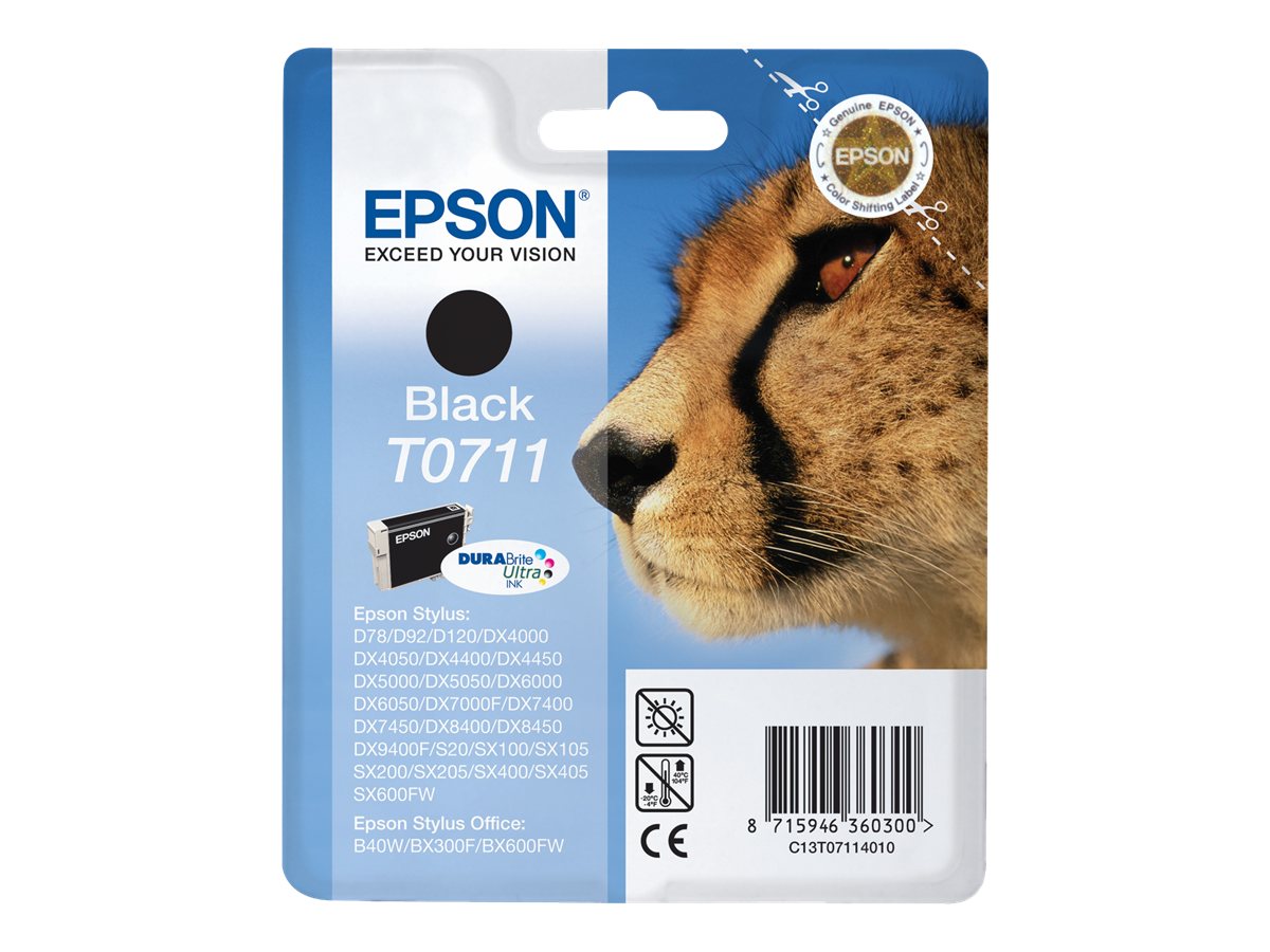 Epson Cheetah Singlepack Black T0711 DURABrite Ultra Ink