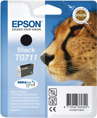 Epson Cheetah Singlepack Black T0711 DURABrite Ultra Ink