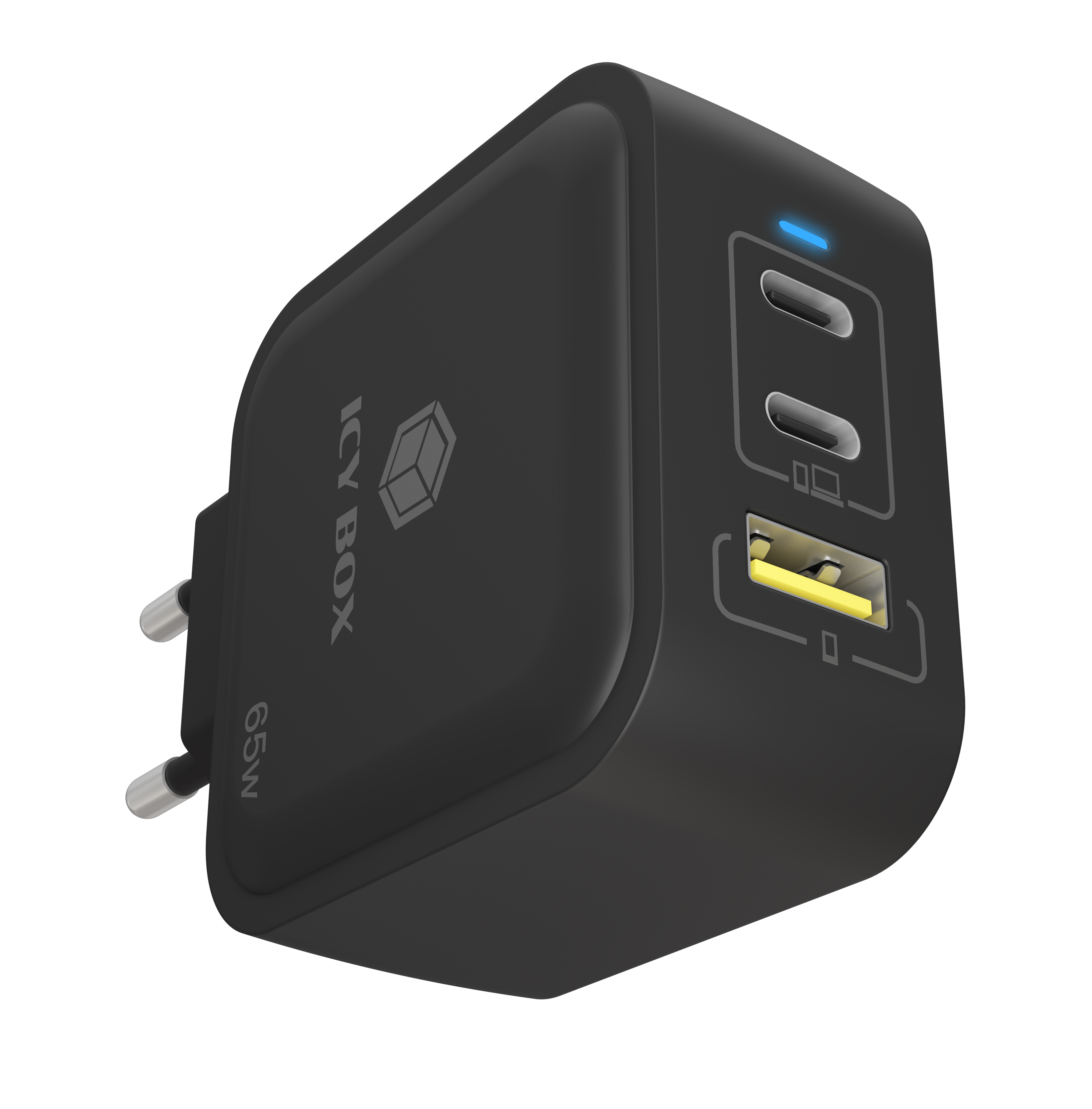 ICY BOX Ladeger�t 3-Port 65W GaN mit PD 3.0