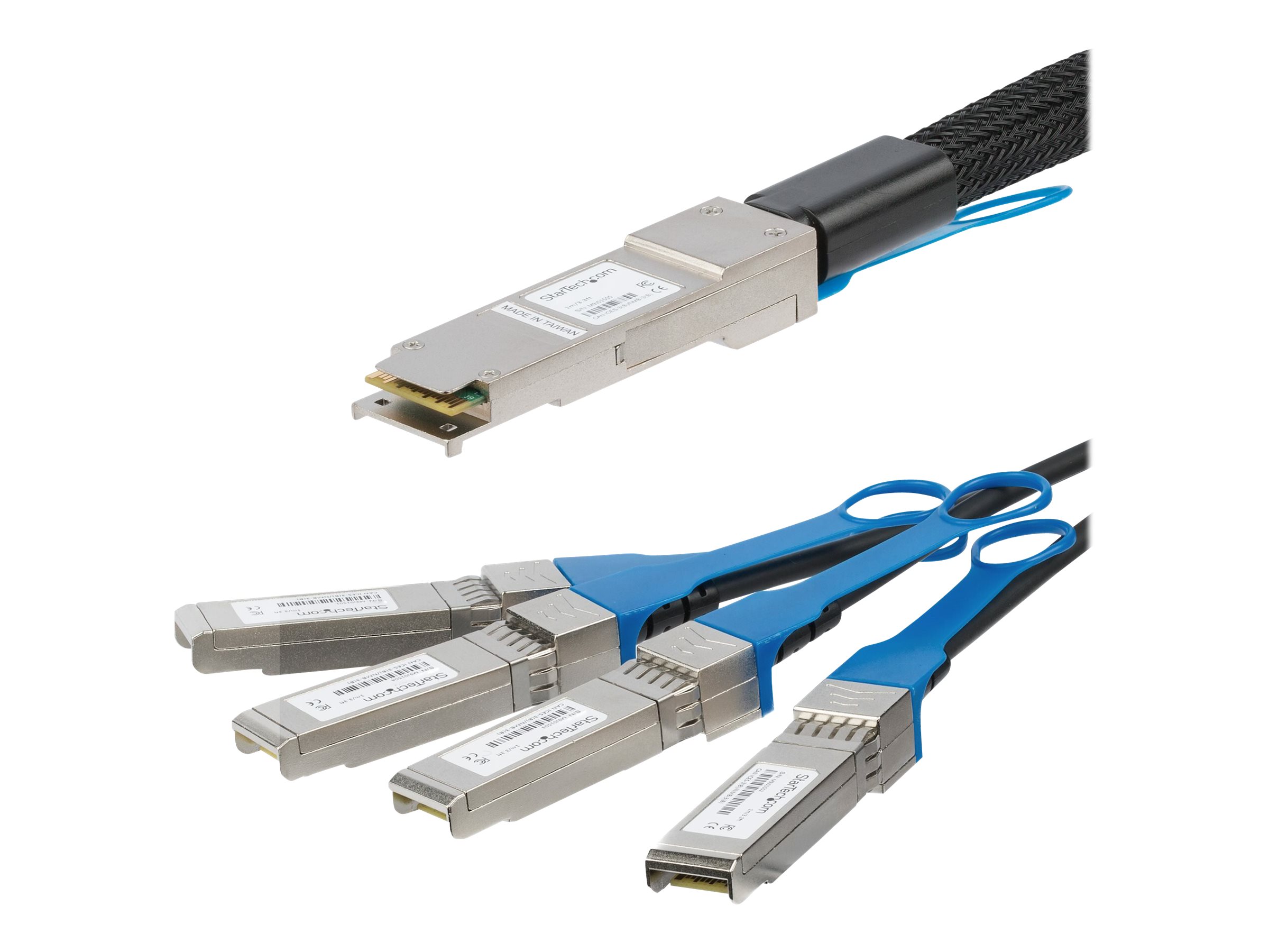 StarTech.com Cble QSFP+ vers 4x SFP+  connexion directe conforme  MSA - Cordon DAC Twinax de 3 m