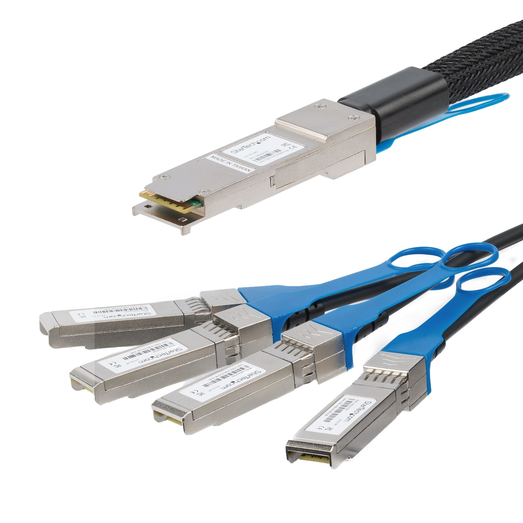 StarTech.com Cble QSFP+ vers 4x SFP+  connexion directe conforme  MSA - Cordon DAC Twinax de 3 m