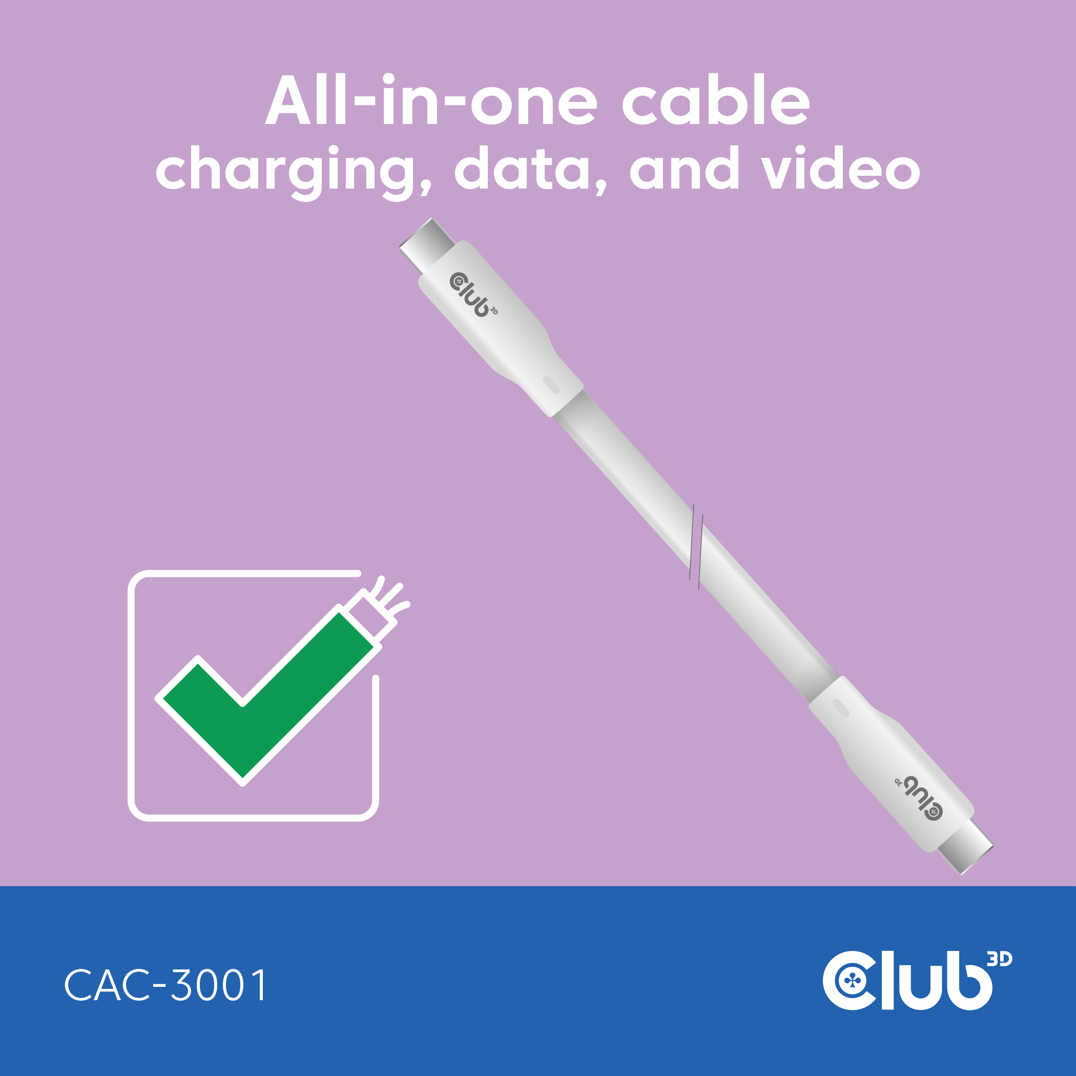 CLUB3D Cable USB C blanco