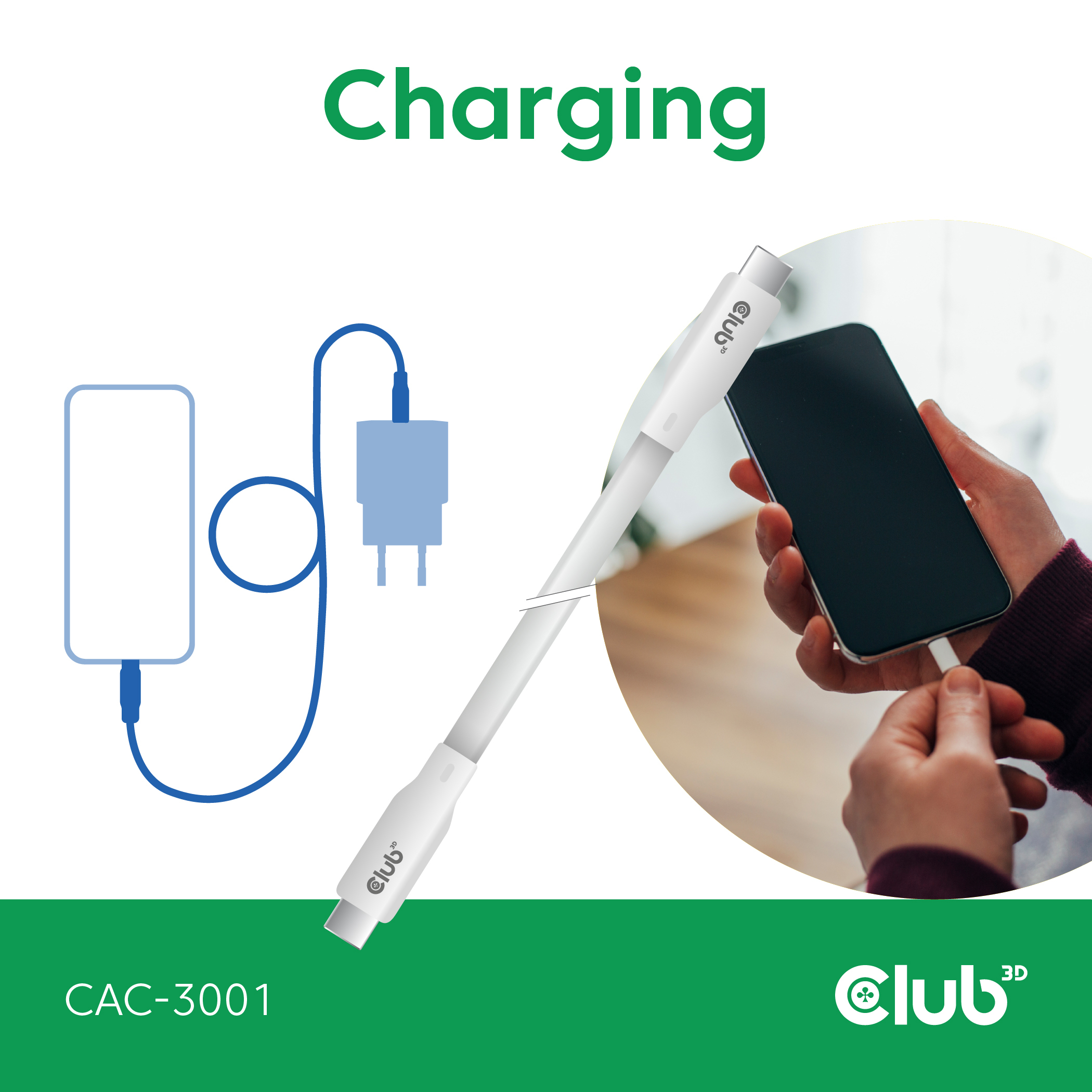 CLUB3D Cable USB C blanco