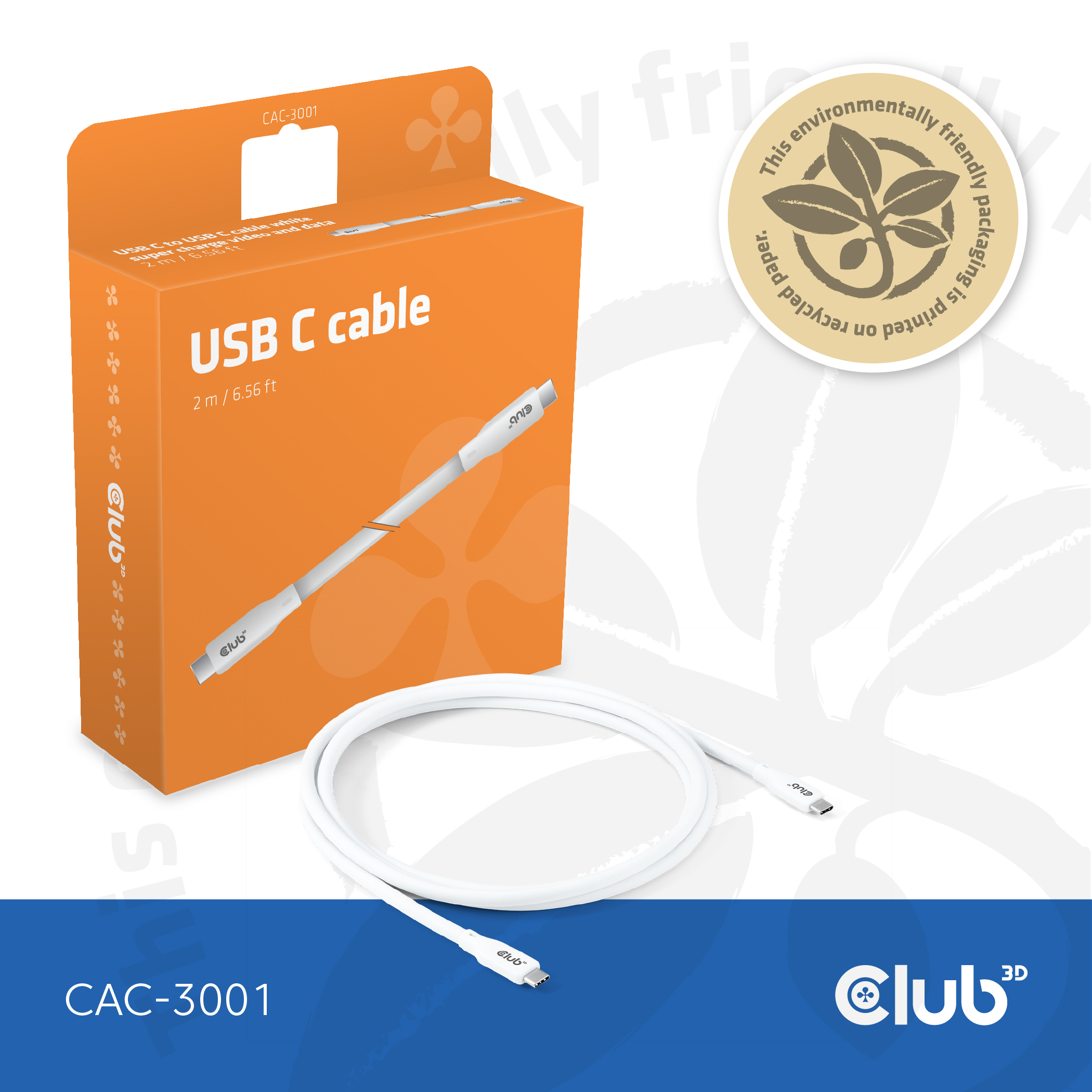 CLUB3D Cable USB C blanco