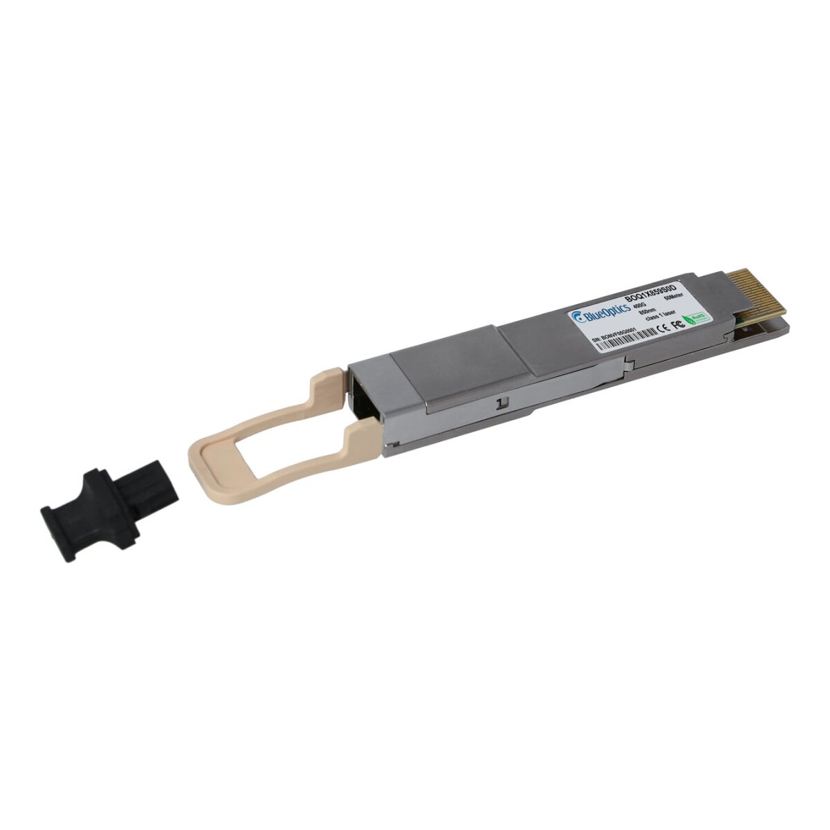 BlueOptics NVIDIA 980-9I693-00NS00 QSFP112 Transceiver, MPO-MTP-12/APC, 400GBASE-SR4, Multimode Fiber, 850nm, 50 Meter