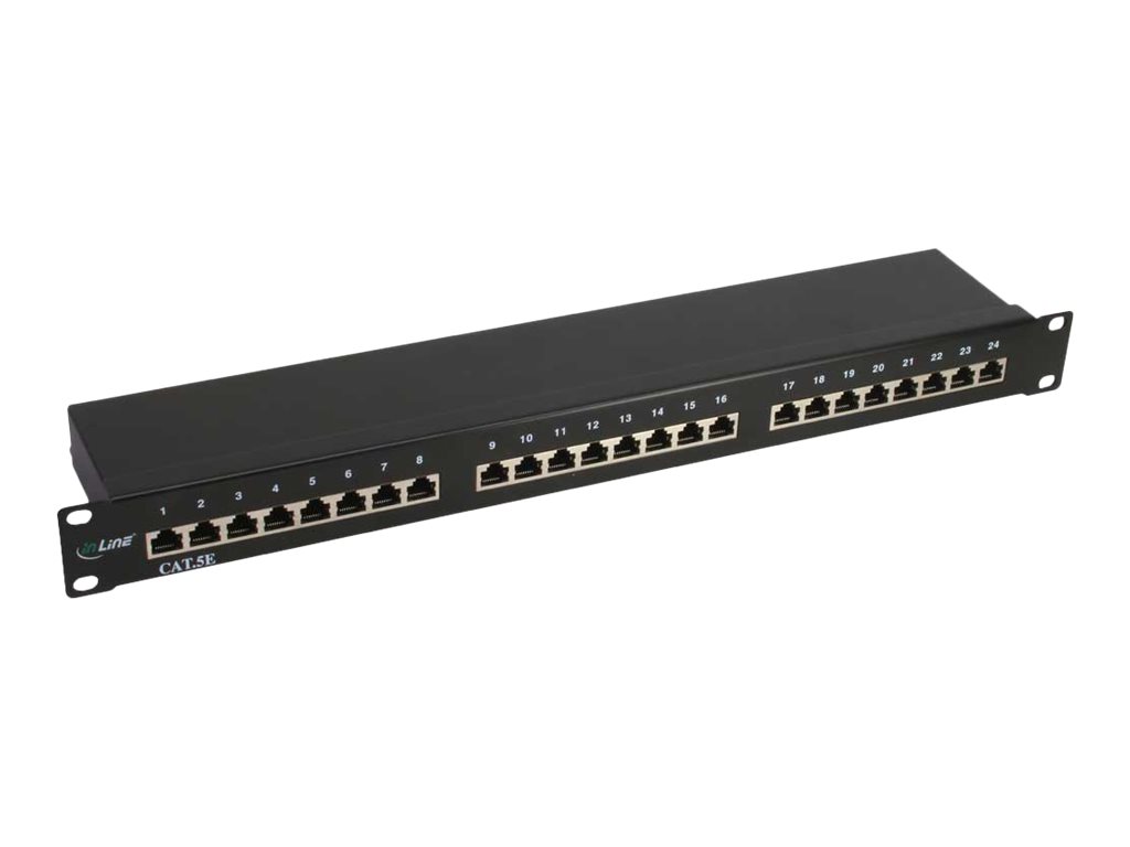 InLine Patch Panel 19 Cat.5e 24 Port 1U black RAL9005