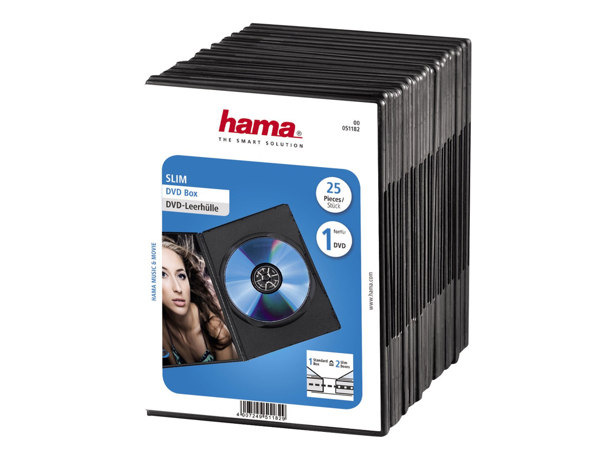 Hama DVD Slim Box 25, Black 1 dischi Nero