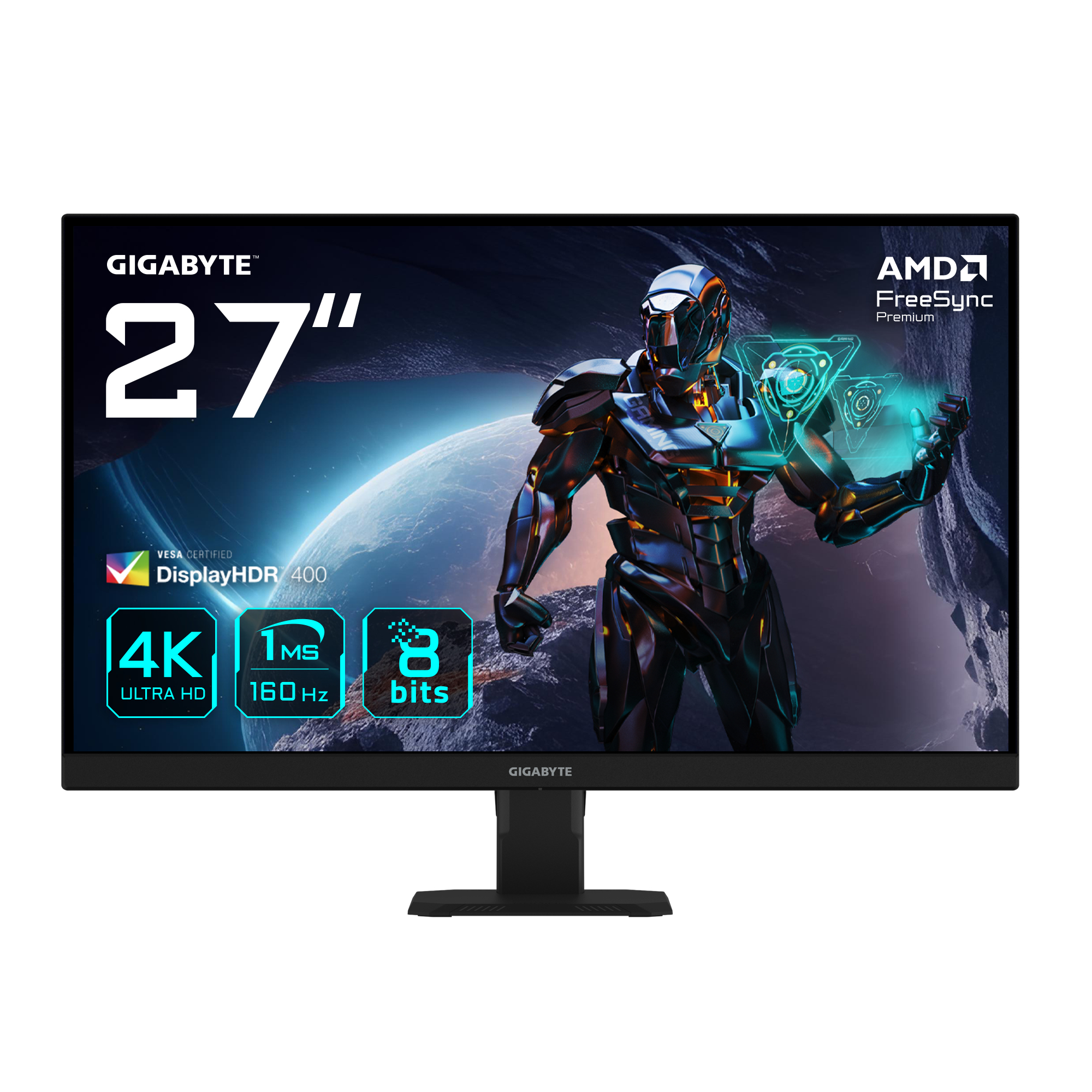GIGABYTE GS27U 27 Monitor da gioco UHD - 3840 x 2160, 160Hz, 1ms, 350 cd/m�, Display HDR400, HDMI 2.1, DisplayPort 1.4