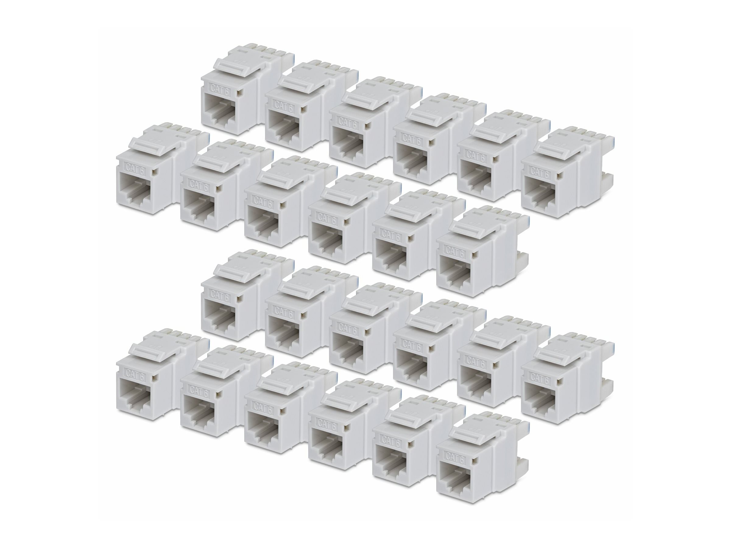 StarTech.com Cat6 Keystone Jack, 24-Pack RJ45 Ethernet Keystone Jacks, UTP Cat6 Wall Jack, 180-Degree 110 Punch Down, White