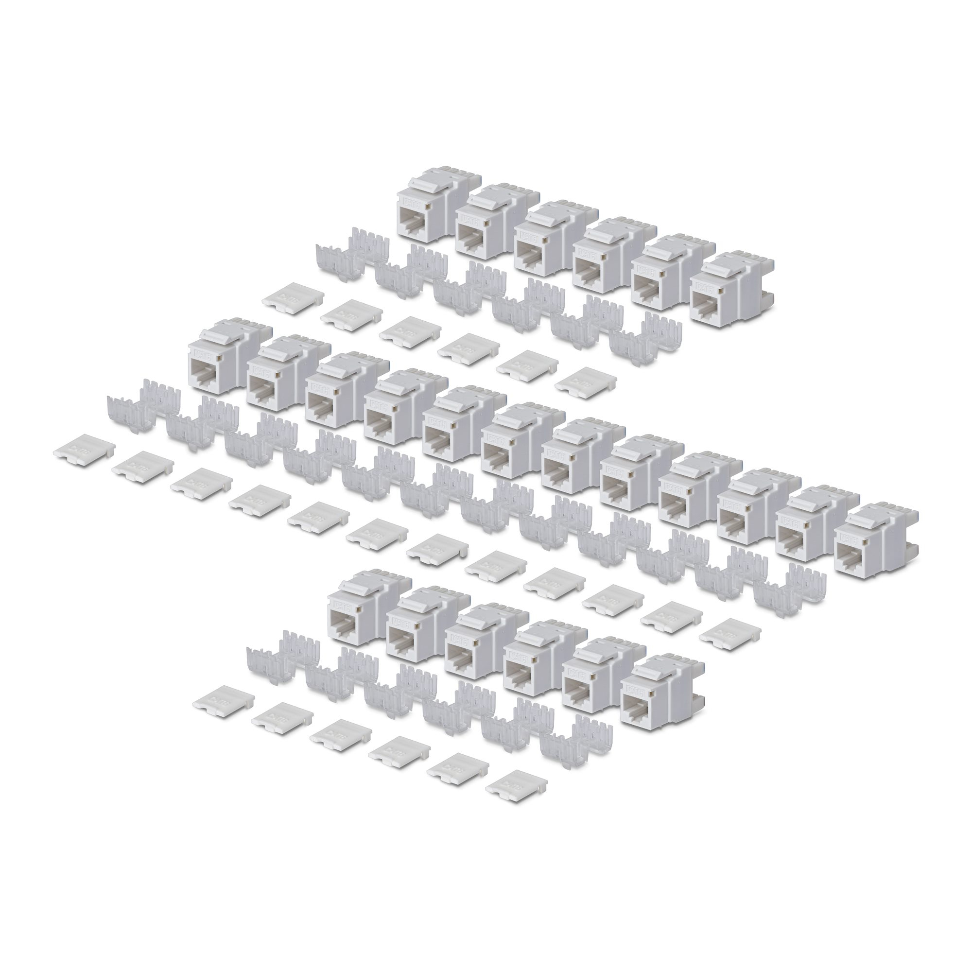 StarTech.com Cat6 Keystone Jack, 24-Pack RJ45 Ethernet Keystone Jacks, UTP Cat6 Wall Jack, 180-Degree 110 Punch Down, White