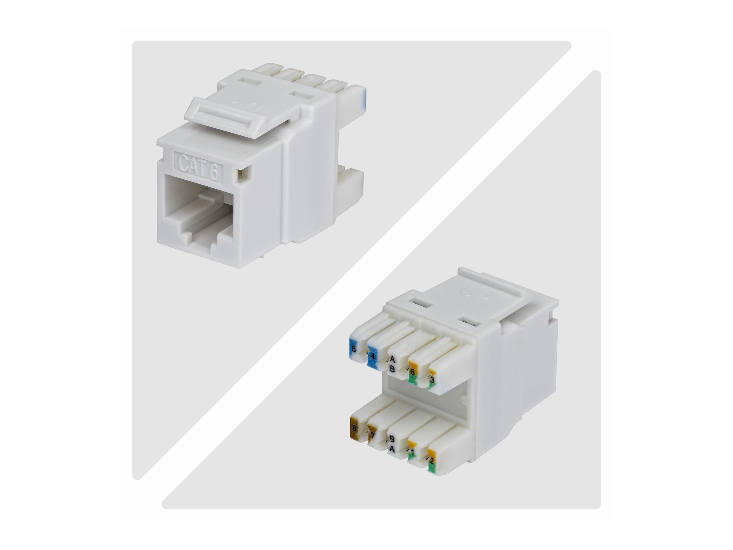 StarTech.com Cat6 Keystone Jack, 24-Pack RJ45 Ethernet Keystone Jacks, UTP Cat6 Wall Jack, 180-Degree 110 Punch Down, White
