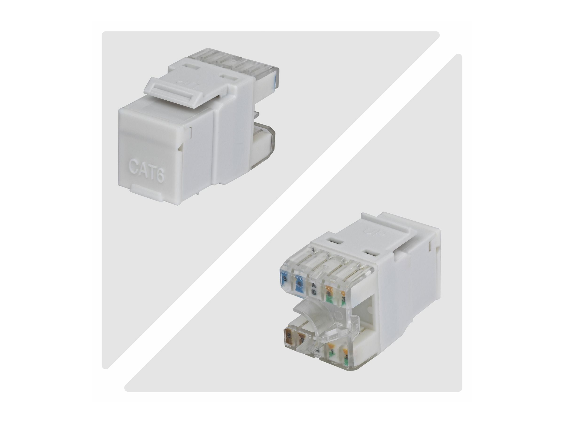 StarTech.com Cat6 Keystone Jack, 24-Pack RJ45 Ethernet Keystone Jacks, UTP Cat6 Wall Jack, 180-Degree 110 Punch Down, White