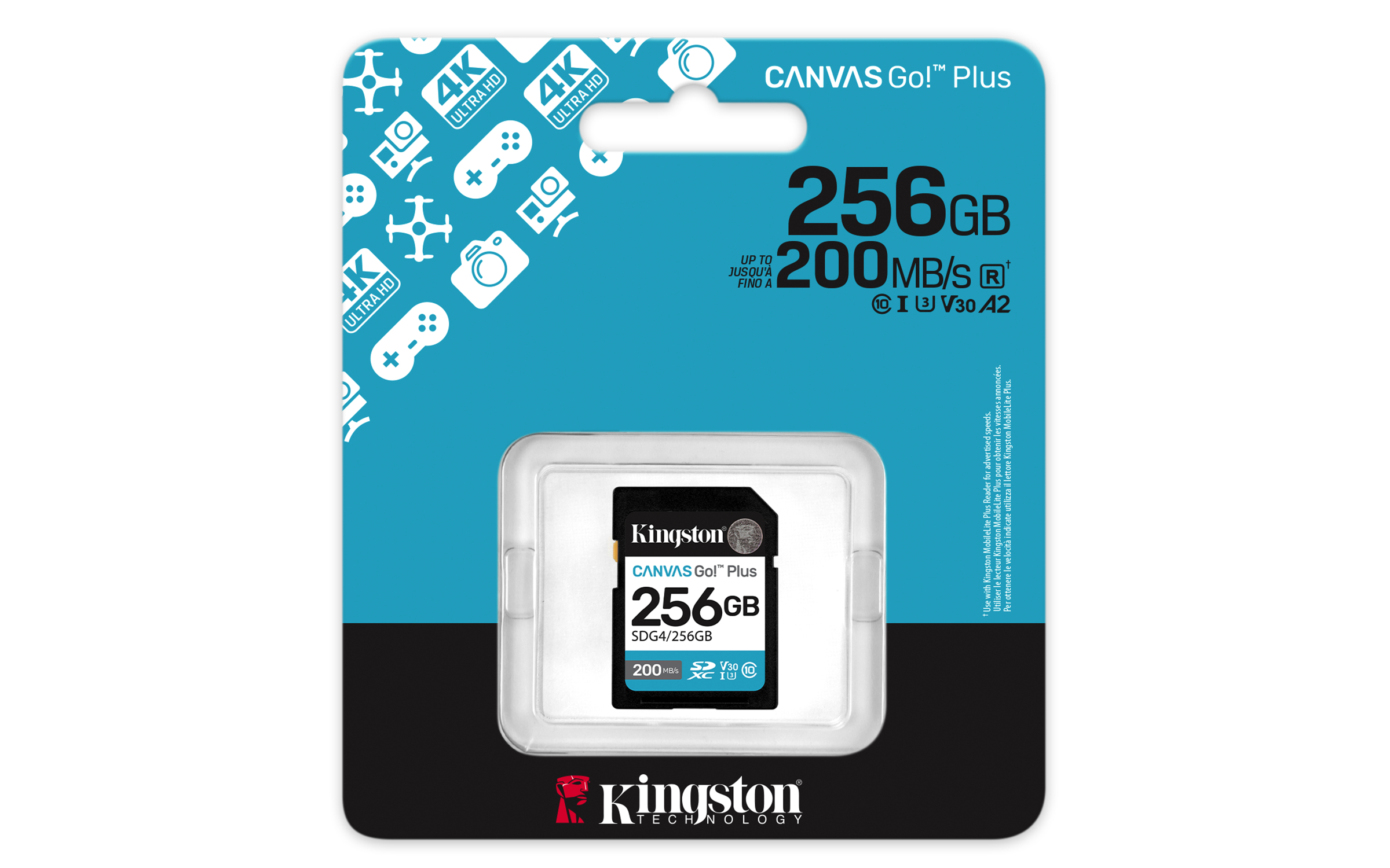 Kingston 256GB SDXC Canvas Go Plus Gen4 200MB/s C10 UHS-I U3 - Secure Digital (SD)