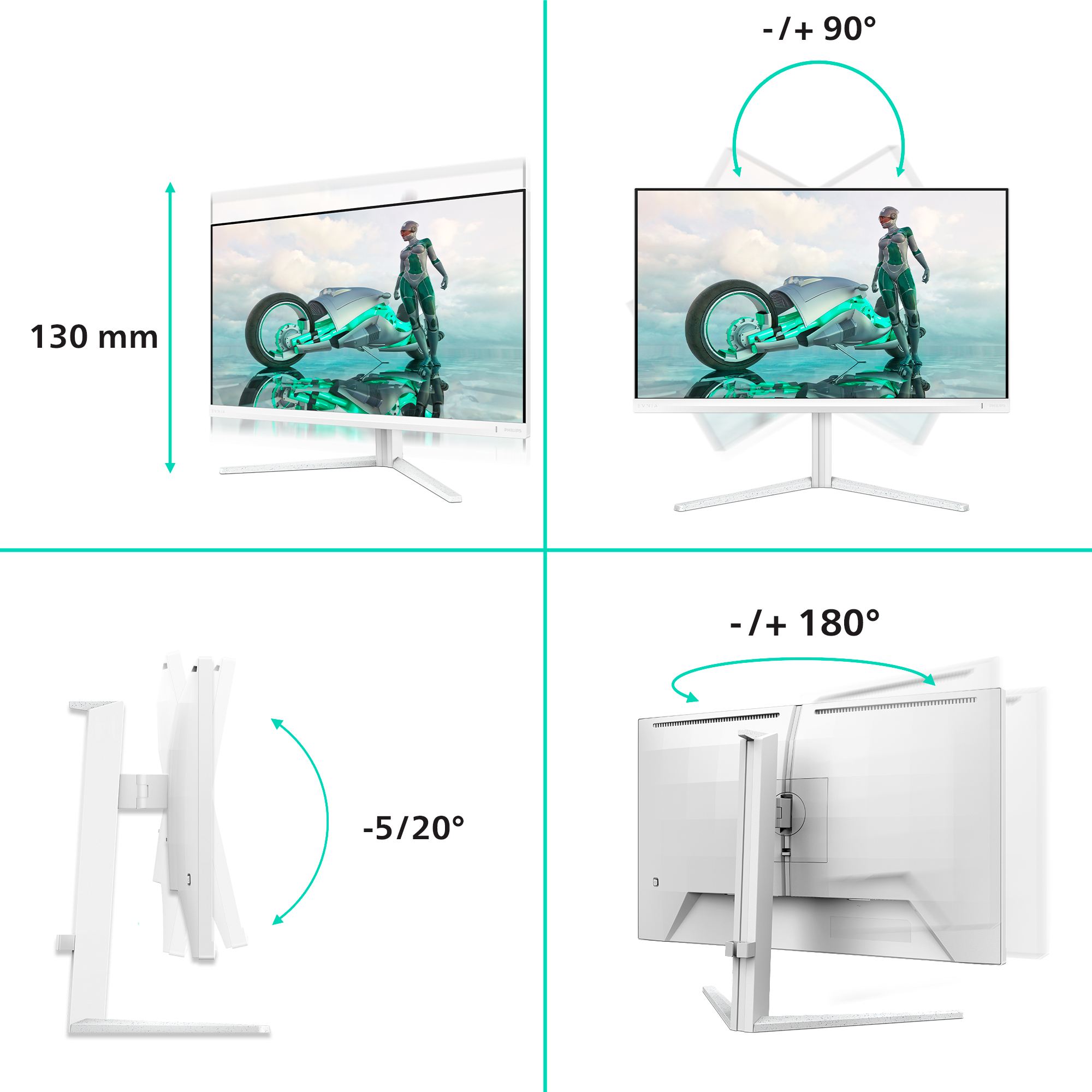 Philips 27M2N3501PA/00 �cran plat de PC 68,6 cm (27) 2560 x 1440 pixels Quad HD LCD Blanc