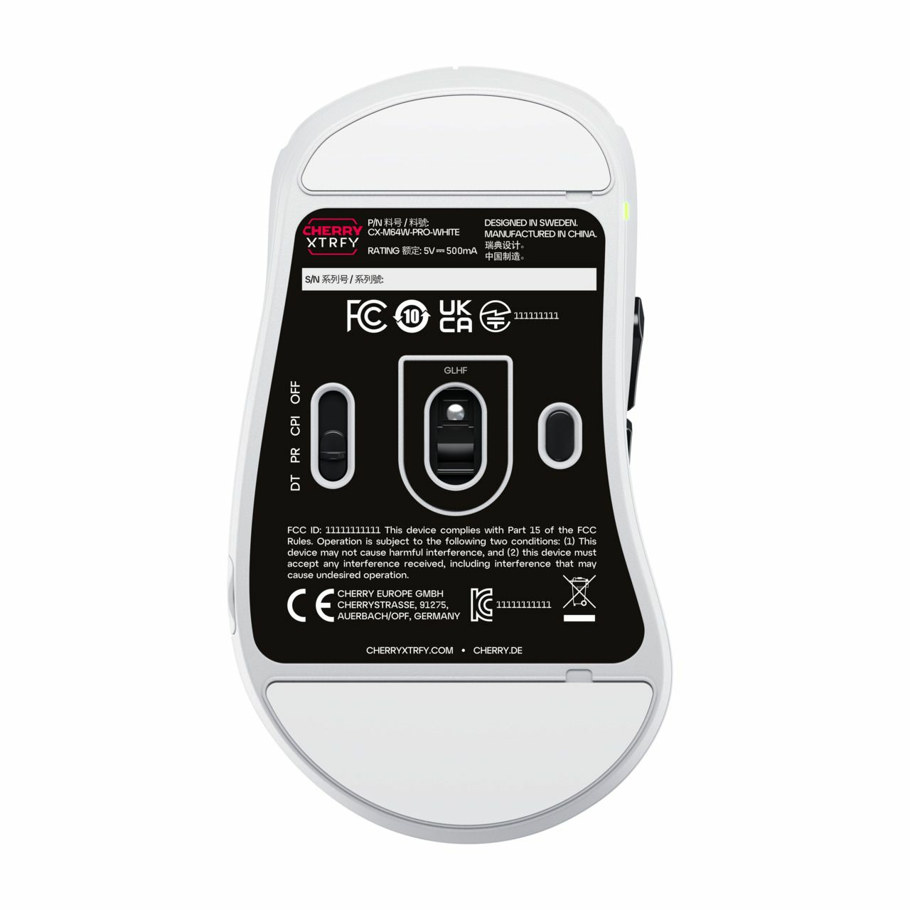 Cherry Xtrfy M64 Pro - Maus - ergonomisch - optisch - 5 Tasten - kabellos - 2.4 GHz - kabelloser Empf�nger (USB)