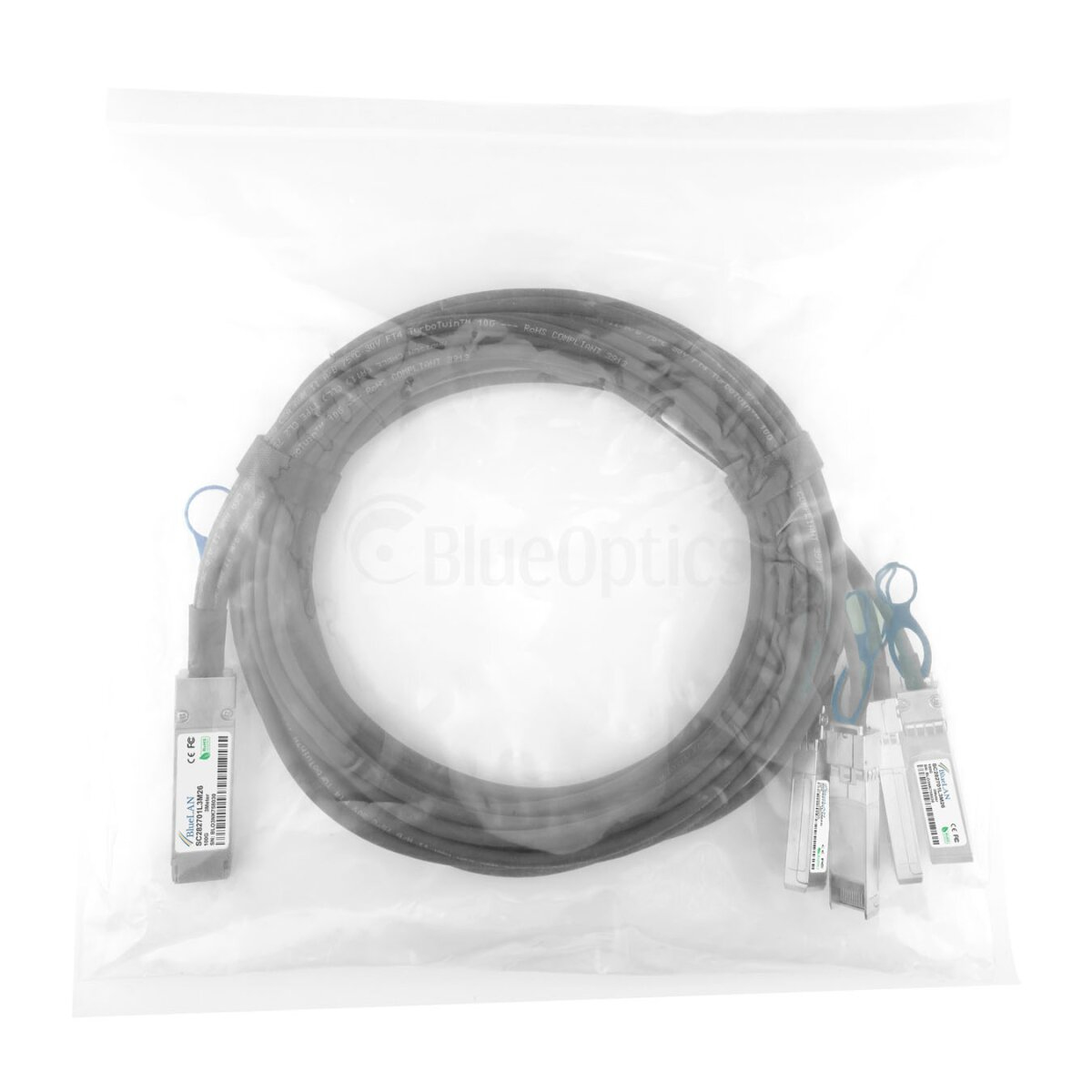 BlueOptics Q28-4S28-DAC-1M-NK-BL cavo InfiniBand QSFP28 4xSFP28 Nero