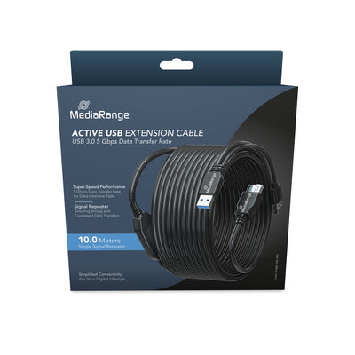 MediaRange MRCS243 c�ble USB USB 3.2 Gen 1 (3.1 Gen 1) 10 m 2 x USB A USB A 5 Gbit/s Noir