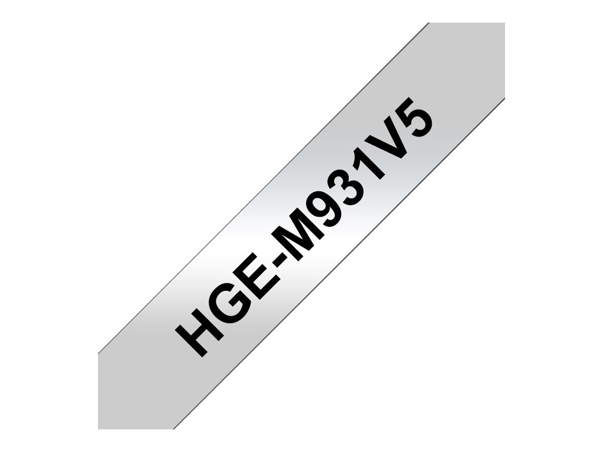 Brother HGE-M931V5 - Schwarz auf Silber - Rolle (1,2 cm x 8 m)