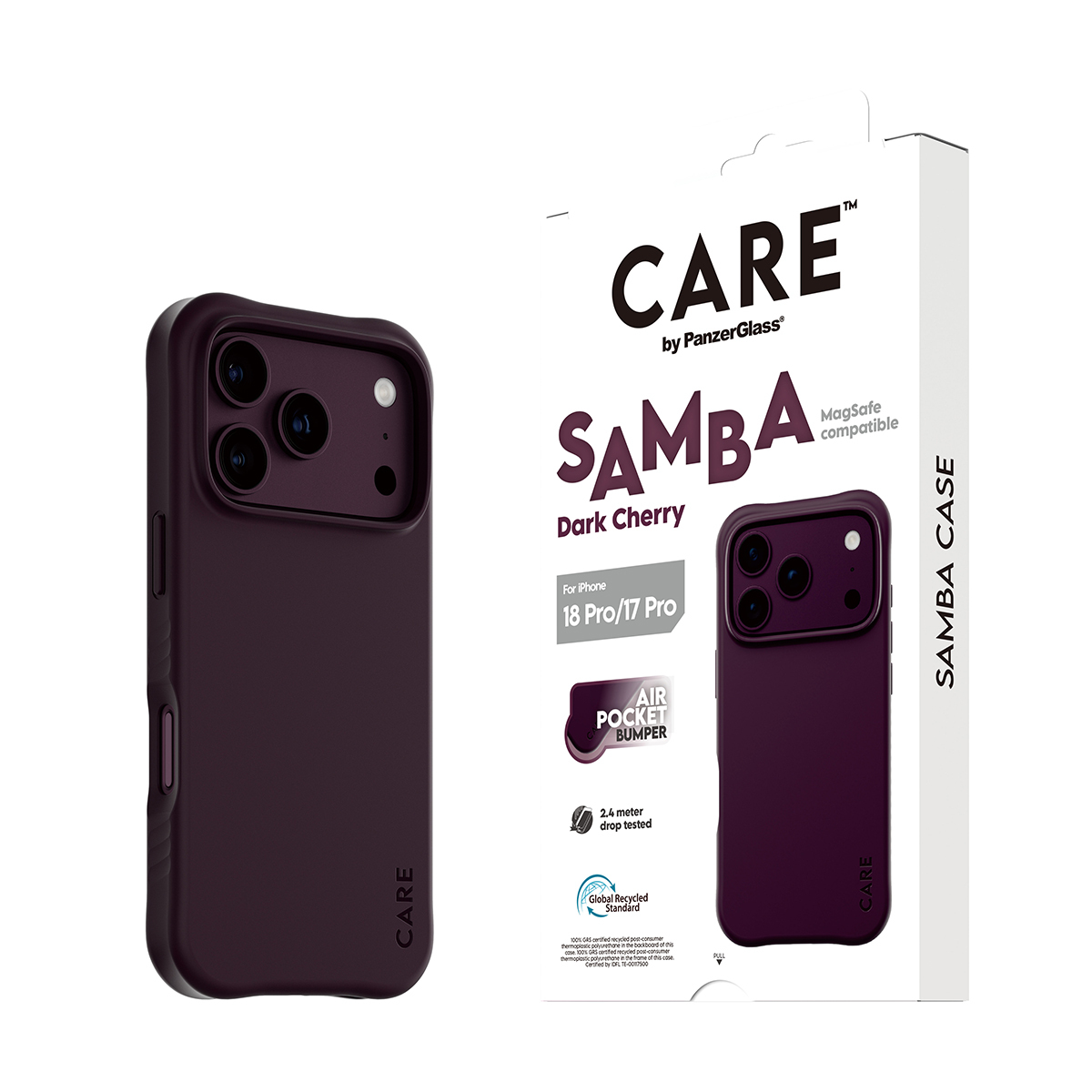 PanzerGlass CARE by � Samba Case Dark Cherry w. MagSafe iPhone 2026 Pro | 17 Pro coque de protection pour t�l�phones portables Housse Violet