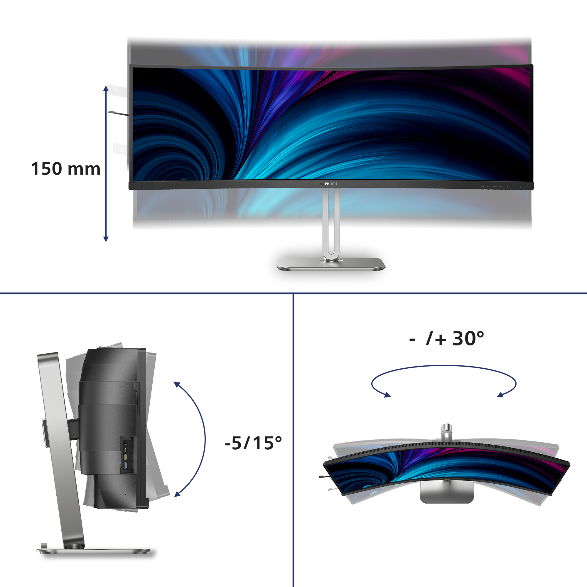 Philips 5000 series 49B2U5900C/00 pantalla para PC 124 cm (48.8) 5120 x 1440 Pixeles Dual QHD LCD Negro