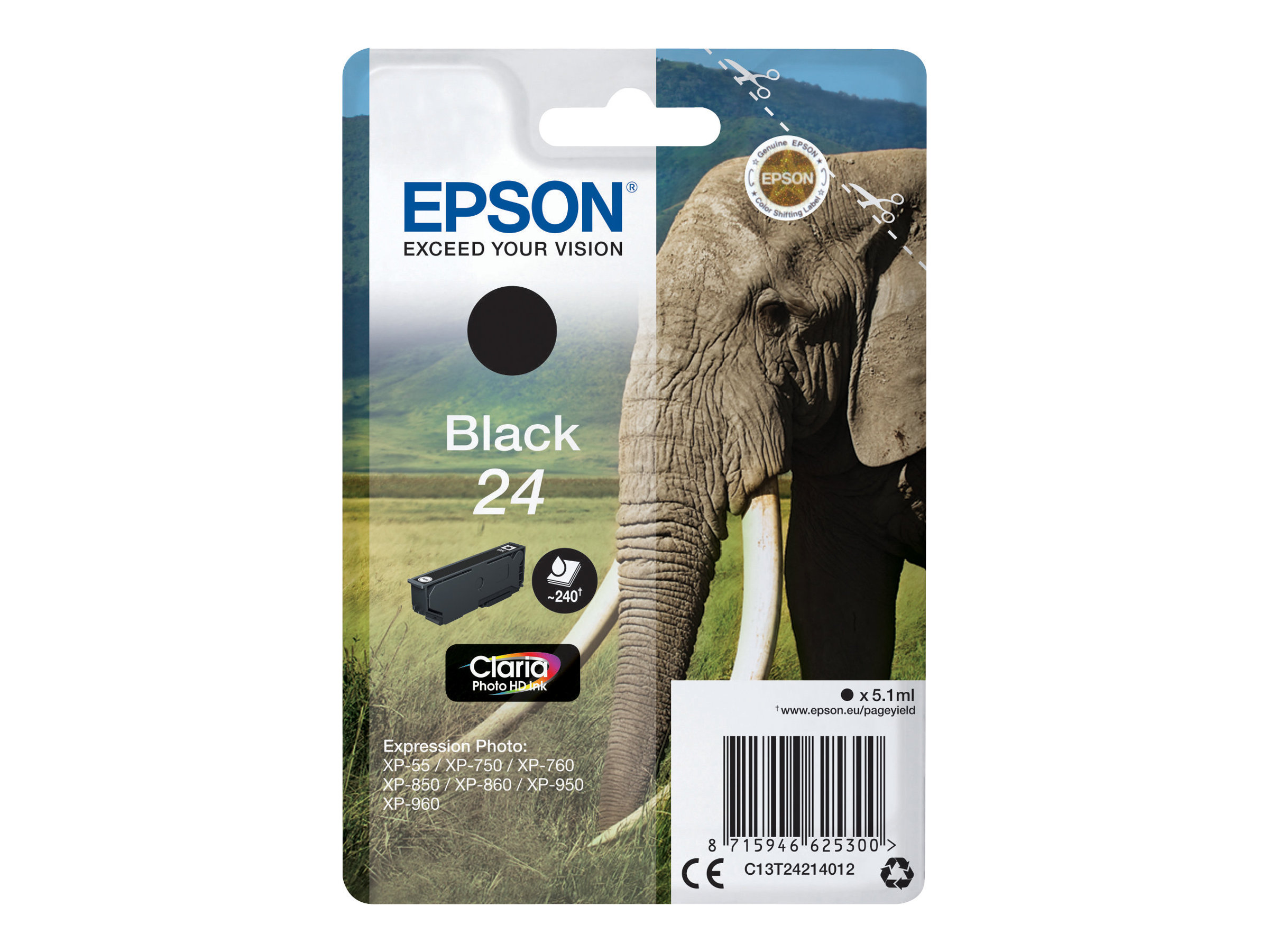 Epson 24 - 5.1 ml - Schwarz - Original - Blister mit RF-Alarm