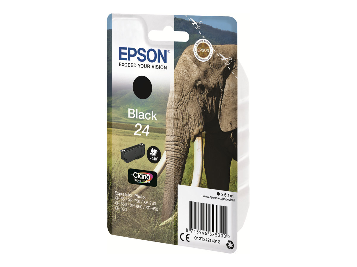 Epson 24 - 5.1 ml - Schwarz - Original - Blister mit RF-Alarm