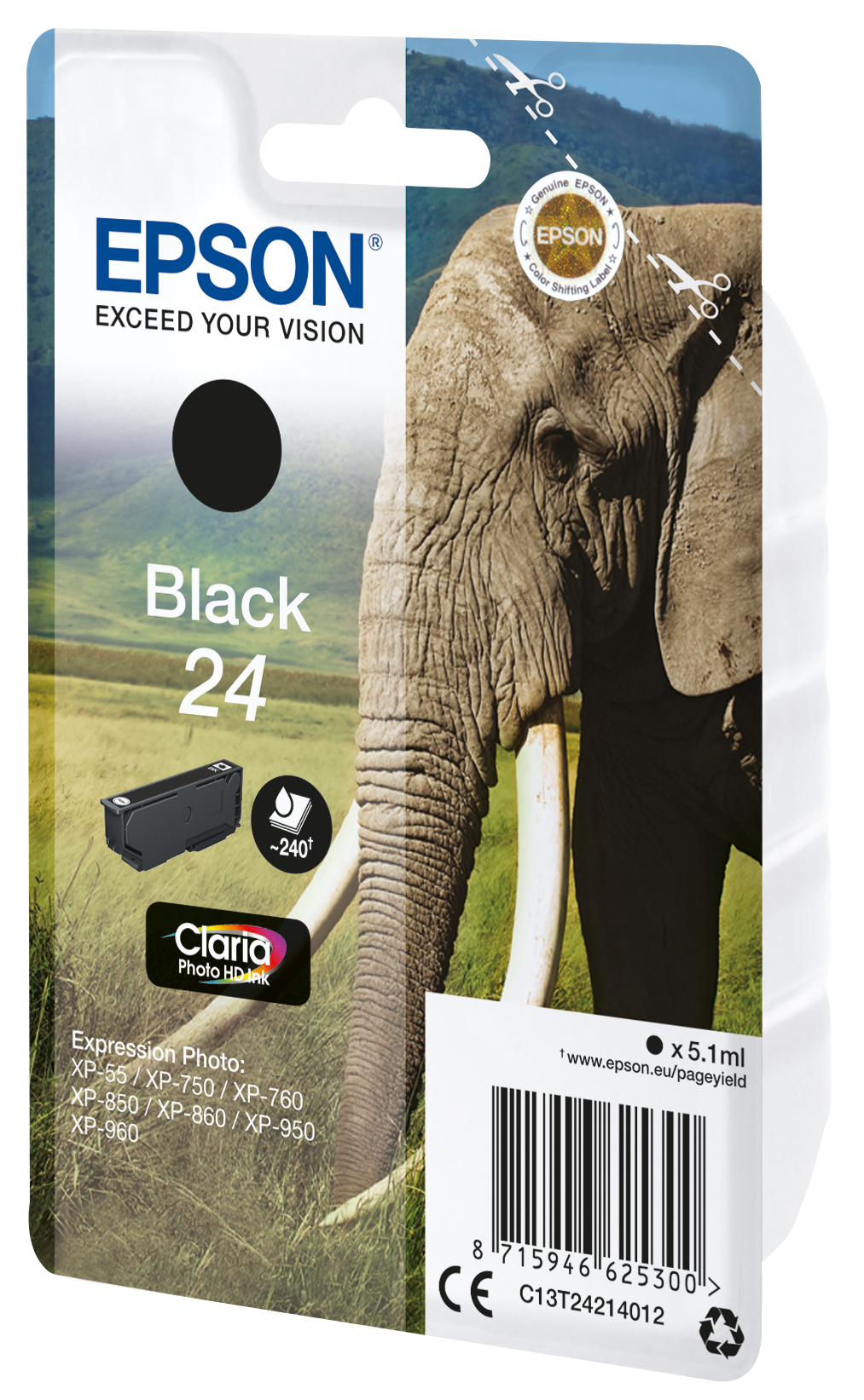 Epson 24 - 5.1 ml - Schwarz - Original - Blister mit RF-Alarm