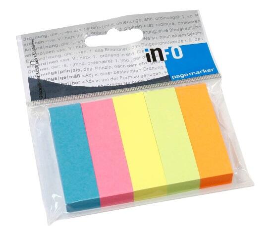 inFO Brillantmix Haftmarker farbsortiert 5x 100 Streifen