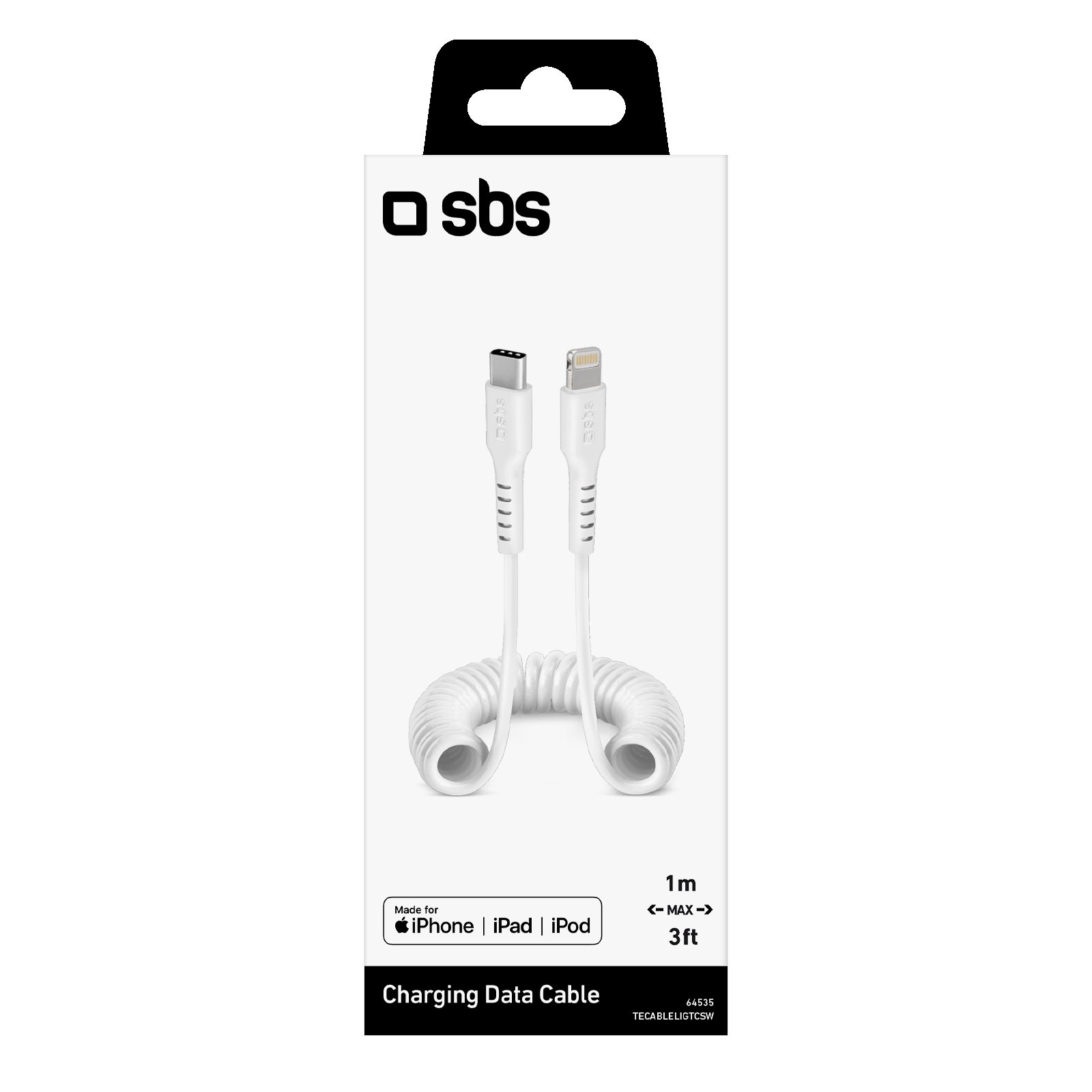 SBS Spiraldatenkabel USB-C zu Lightning Anschluss 1m wei - Digital/Daten