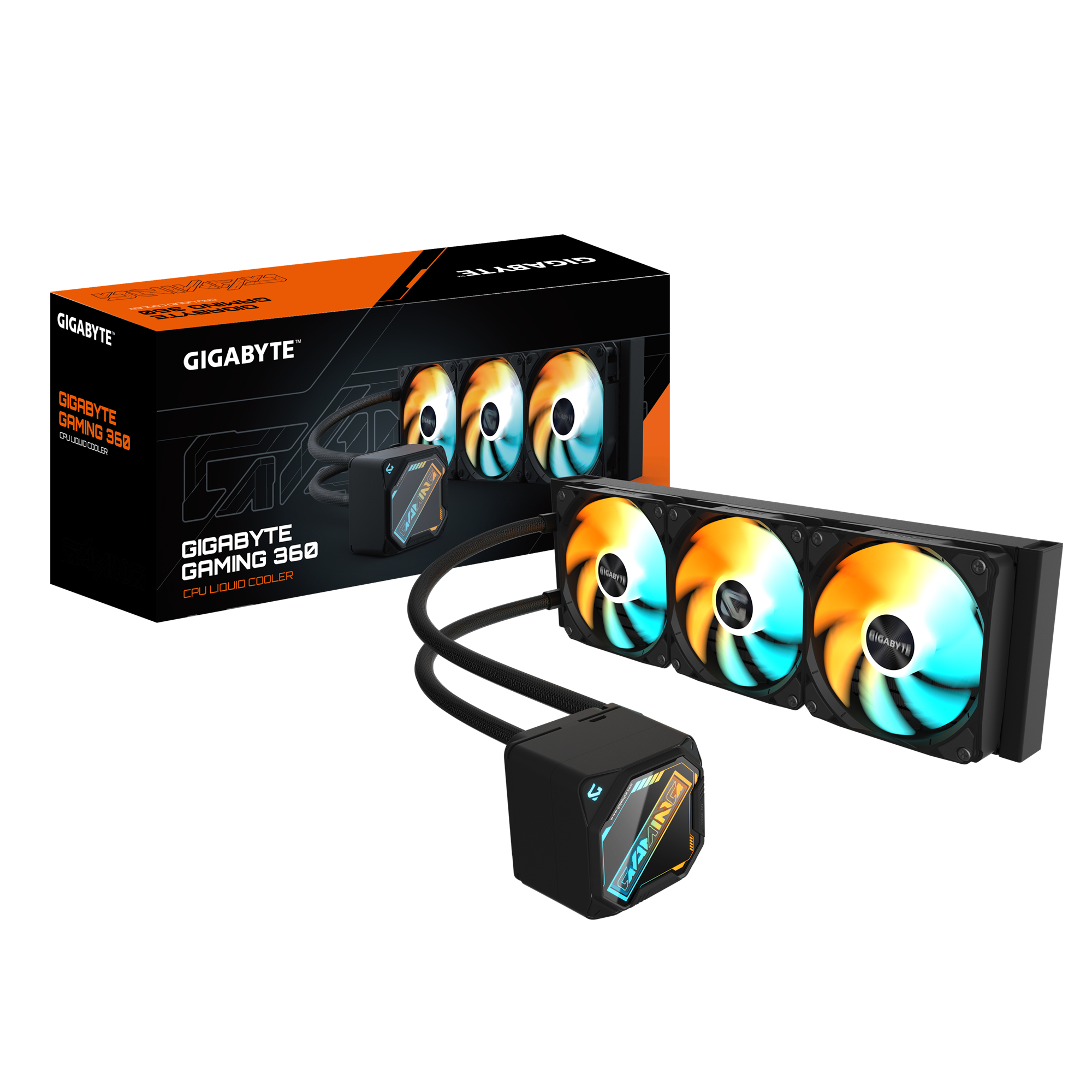 GIGABYTE GAMING 360 Refroidisseur Liquide pour CPU - 3x120 mm Ventilateurs ARGB, M�canisme dembo�tement coulissant, DAISY-CHAIN, Compatible Intel LGA 1851 et AMD AM5