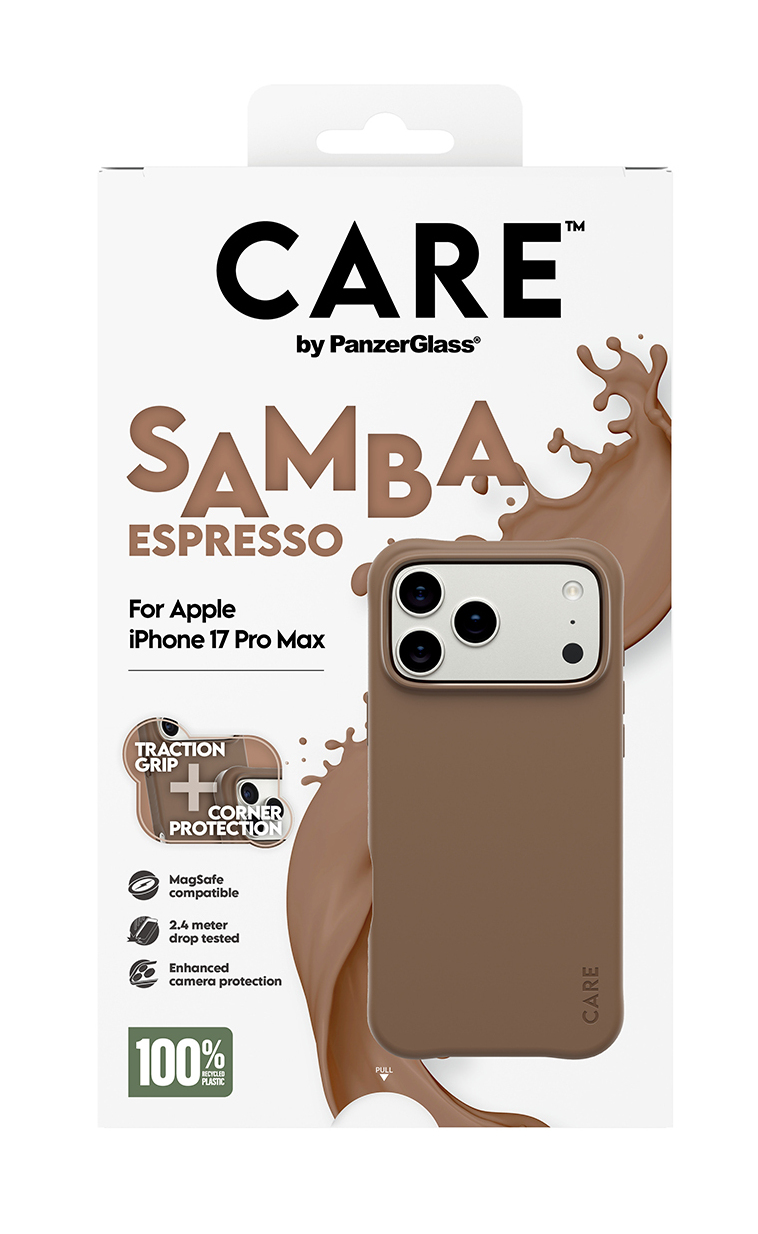 PanzerGlass CARE by � Fashionable Case Samba Espresso w. MagSafe iPhone 17 Pro Max coque de protection pour t�l�phones portables Housse Marron