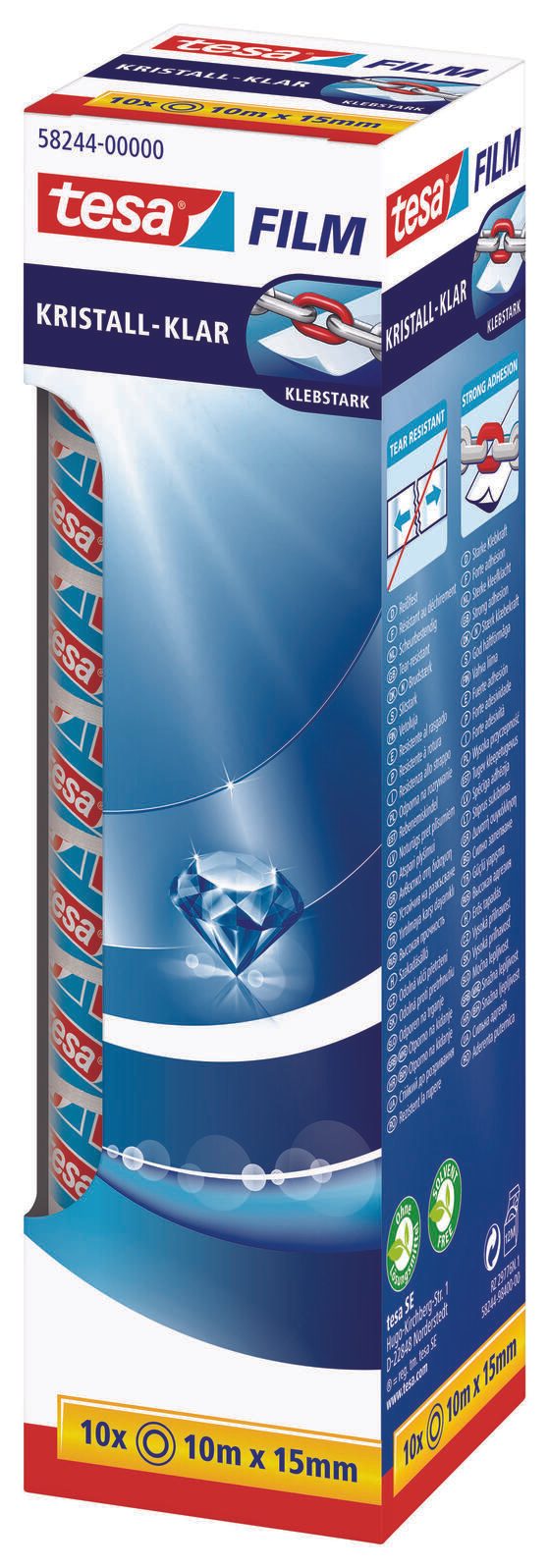 Tesa 58244-00000-01 film Transparent L x B 10 m 15 mm 10 St.