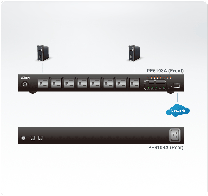 ATEN PE6108G unit� de distribution d�nergie 8 sortie(s) CA 1U Noir