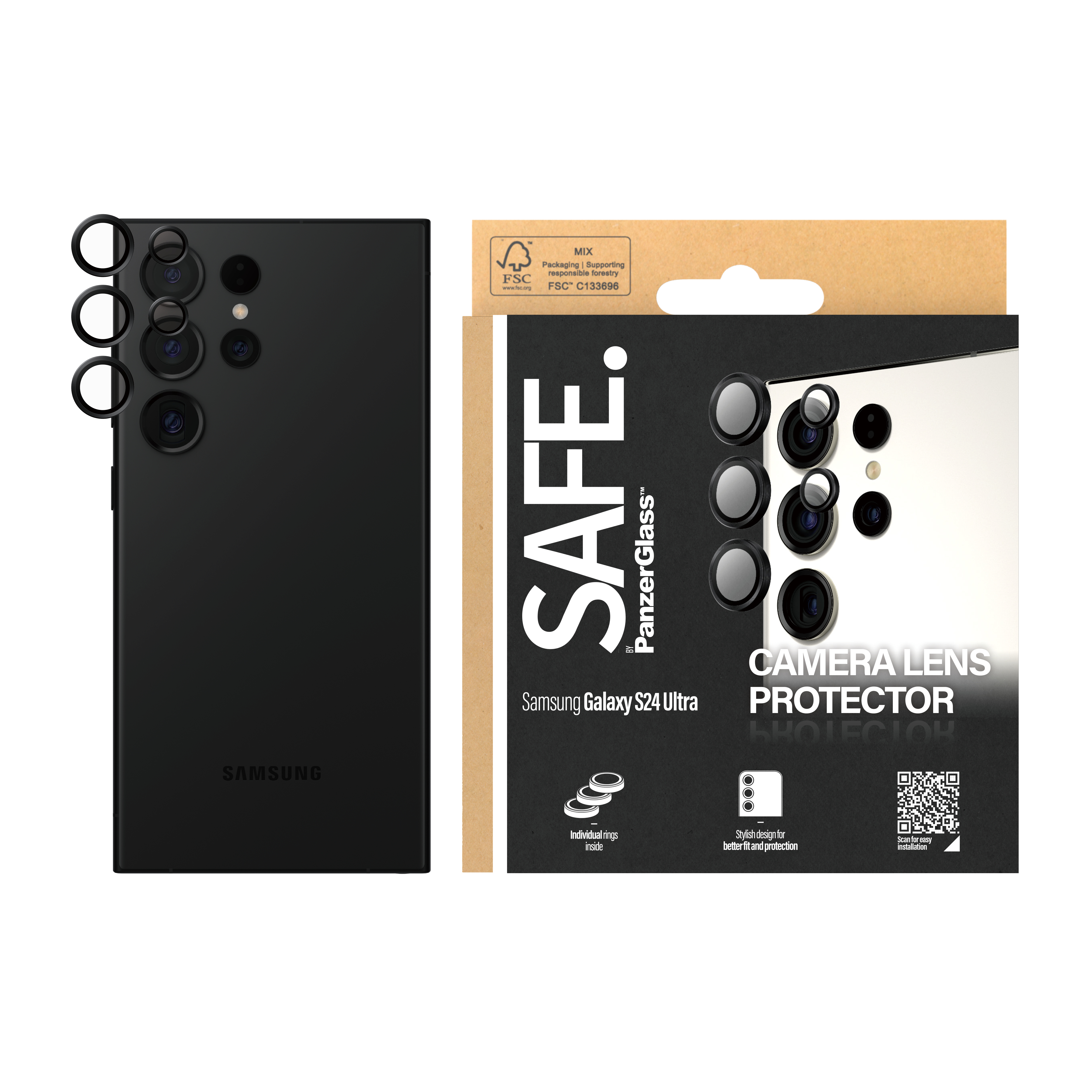 PanzerGlass SAFE. by ® Camera Lens Protector Samsung Galaxy S24 Ultra |  Black