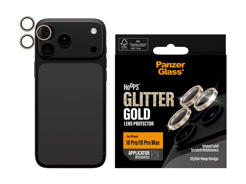 PanzerGlass � Hoops� Camera Lens Protector Glitter Gold iPhone 18 Pro | 18 Pro Max Protector de pantalla 1 pieza(s)