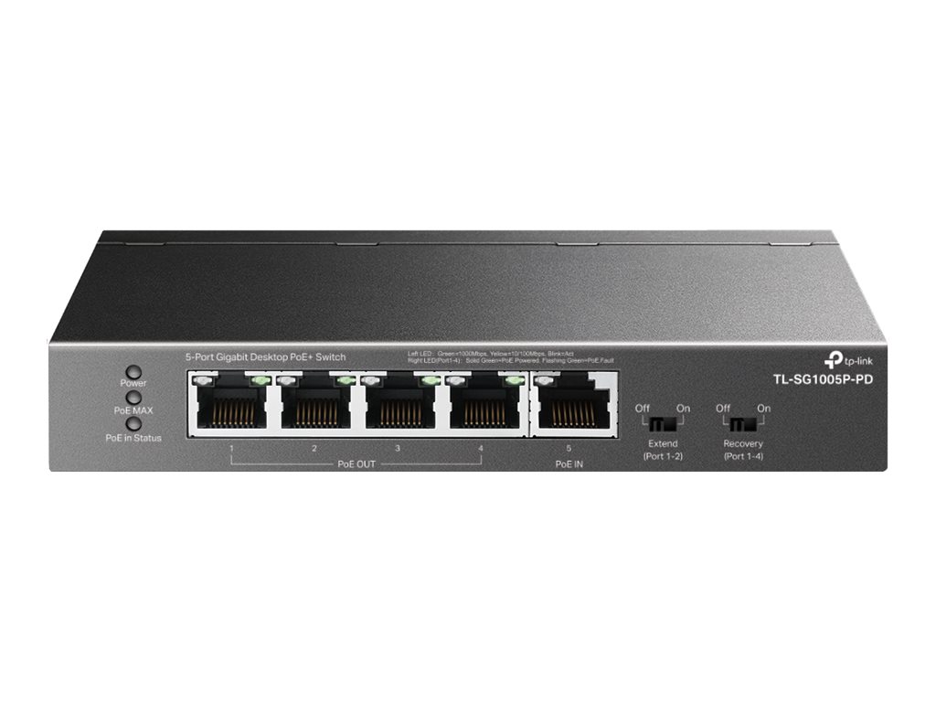 TP-Link TL-SG1005P-PD switch Gigabit Ethernet (10/100/1000) Energ�a sobre Ethernet (PoE) Negro