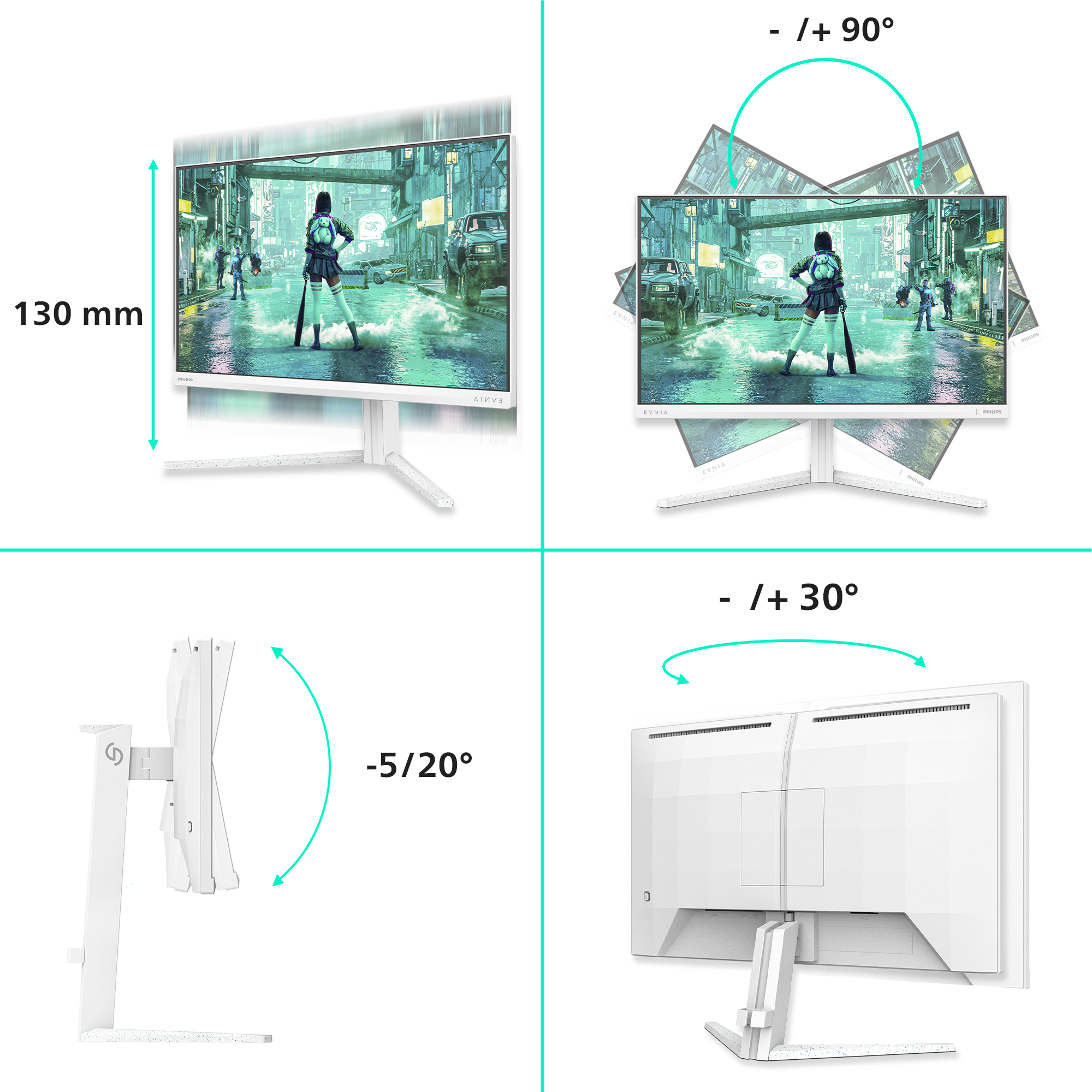 Philips Evnia 3000 24M2N3201P/00 Monitor PC 60,5 cm (23.8) 1920 x 1080 Pixel Full HD LCD Bianco